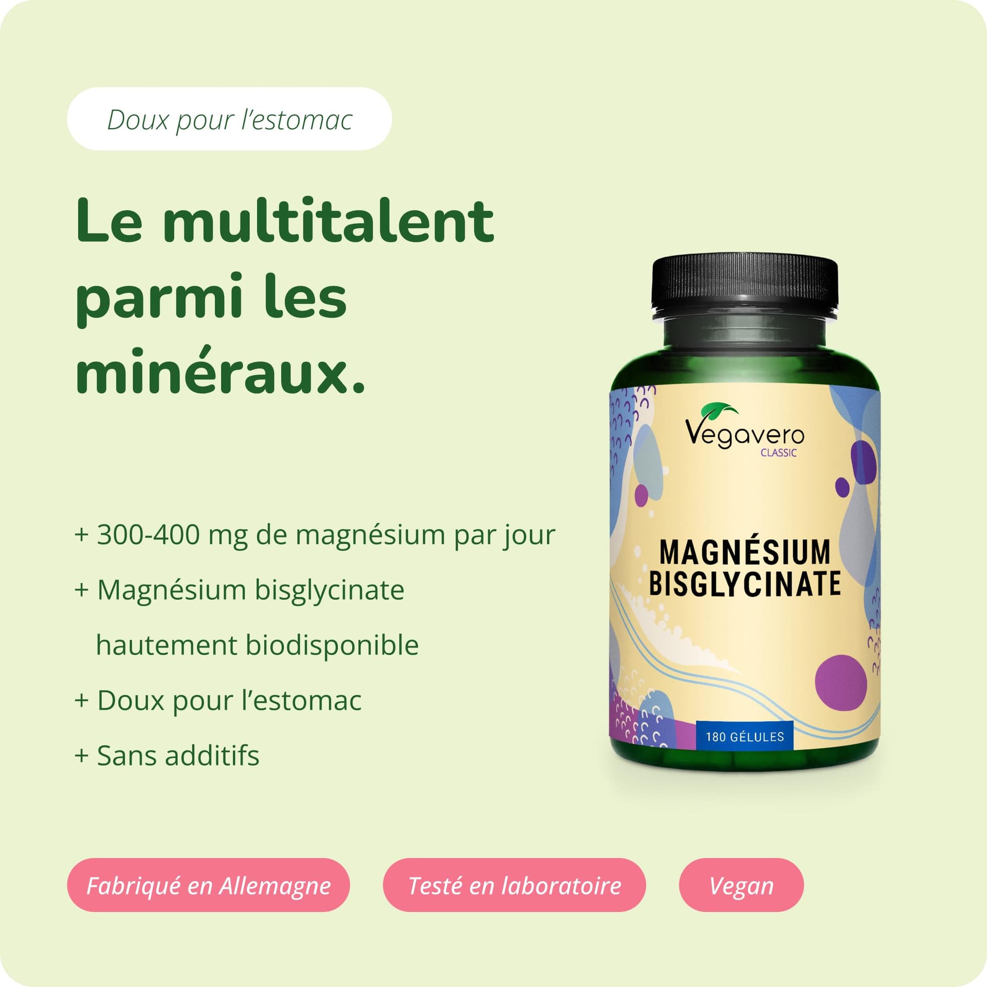 Vegavero Magnesium Bisglycinate 300 mg | 180 G – Bild 2