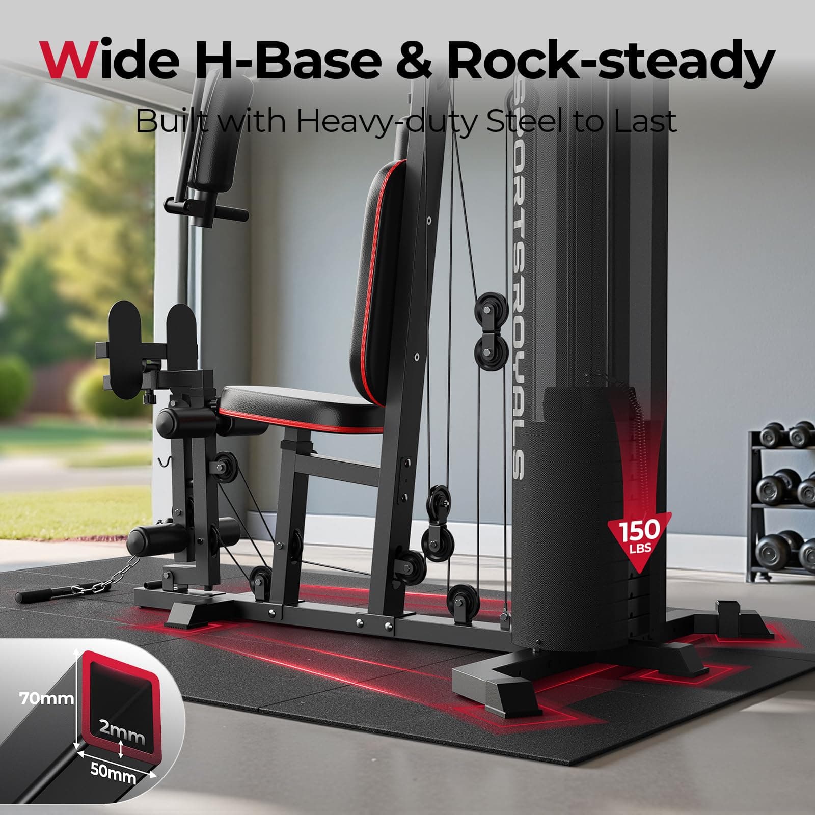 Sportsroyals Home Gym, Multifunctional Workout Station with 150LBS – Bild 5