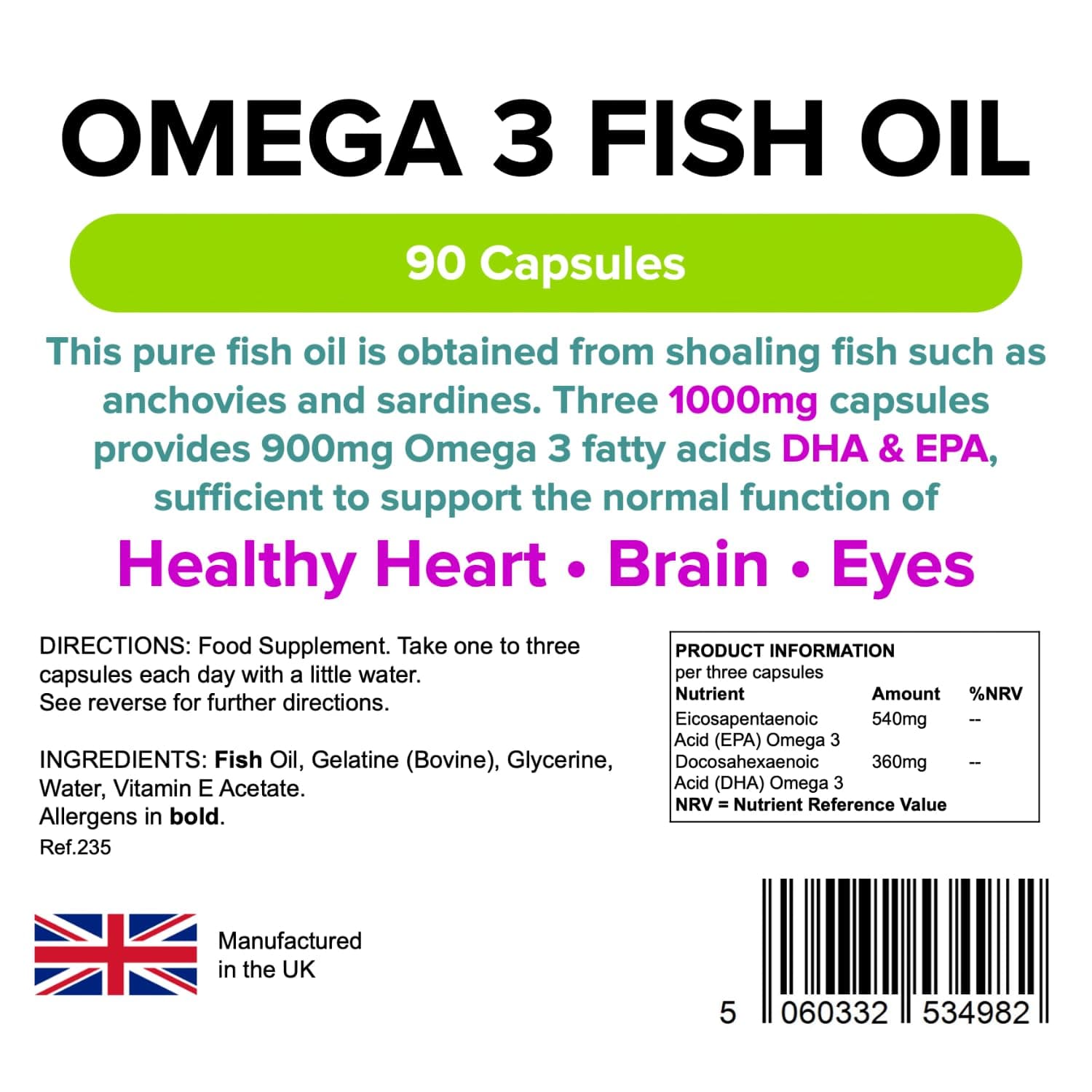 Lindens Omega 3 Fish Oil Capsules – Bild 2