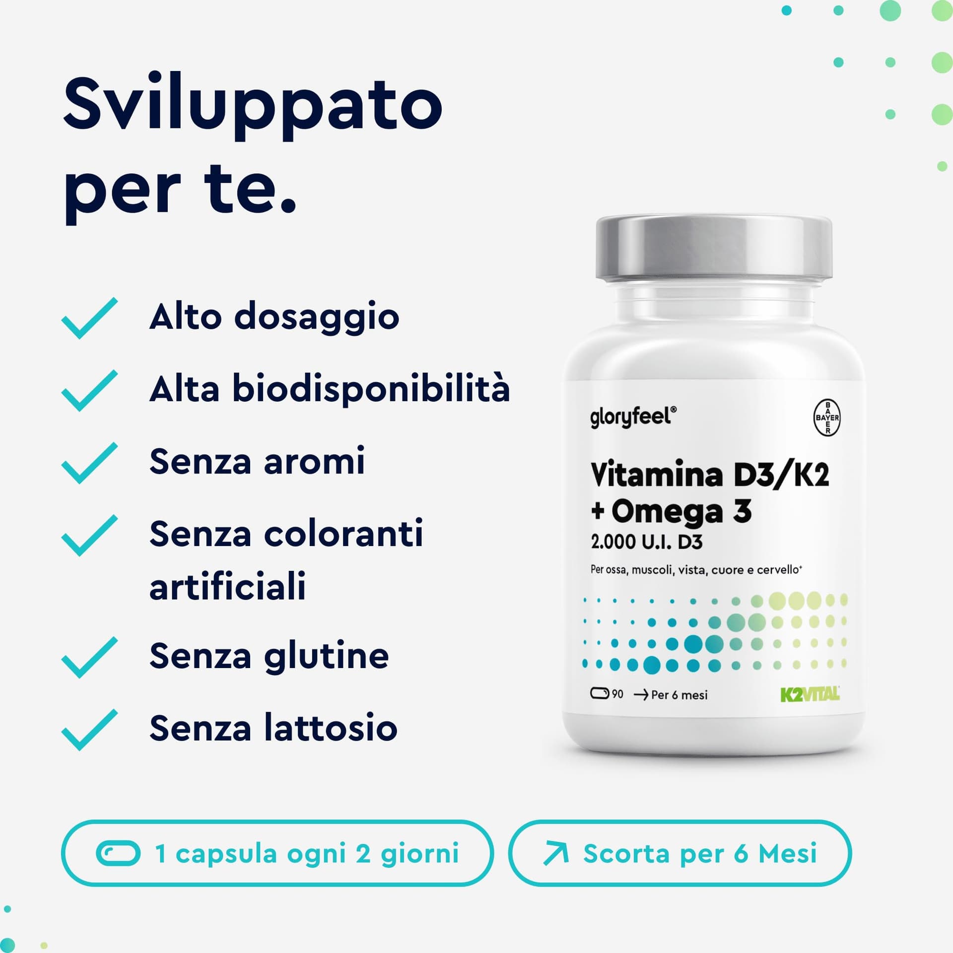 Gloryfeel Vitamina D3 + K2 + Omega 3, 90 Capsule – Bild 5