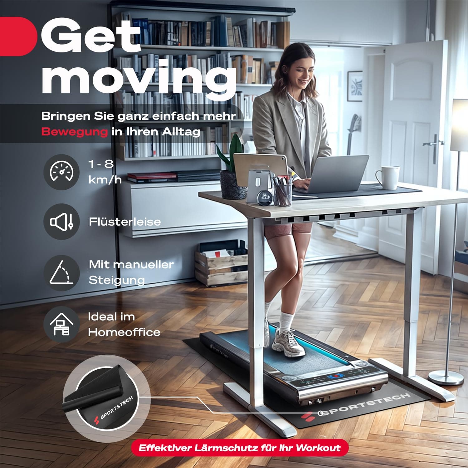 Sportstech sWalk Walking Pad Laufband mit LED – Bild 2