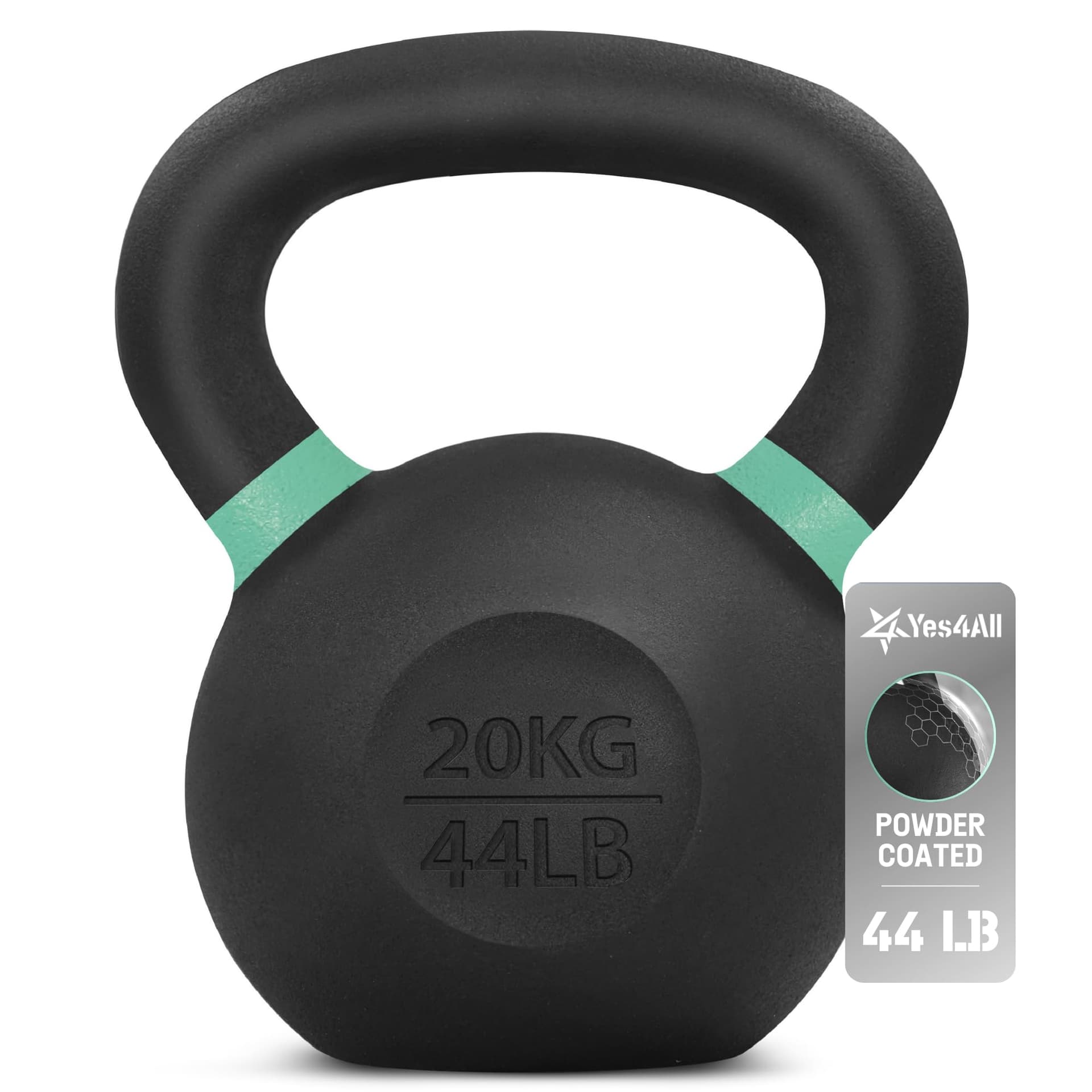 Yes4All Color Code Cast Iron Powder Coated Kettlebell with