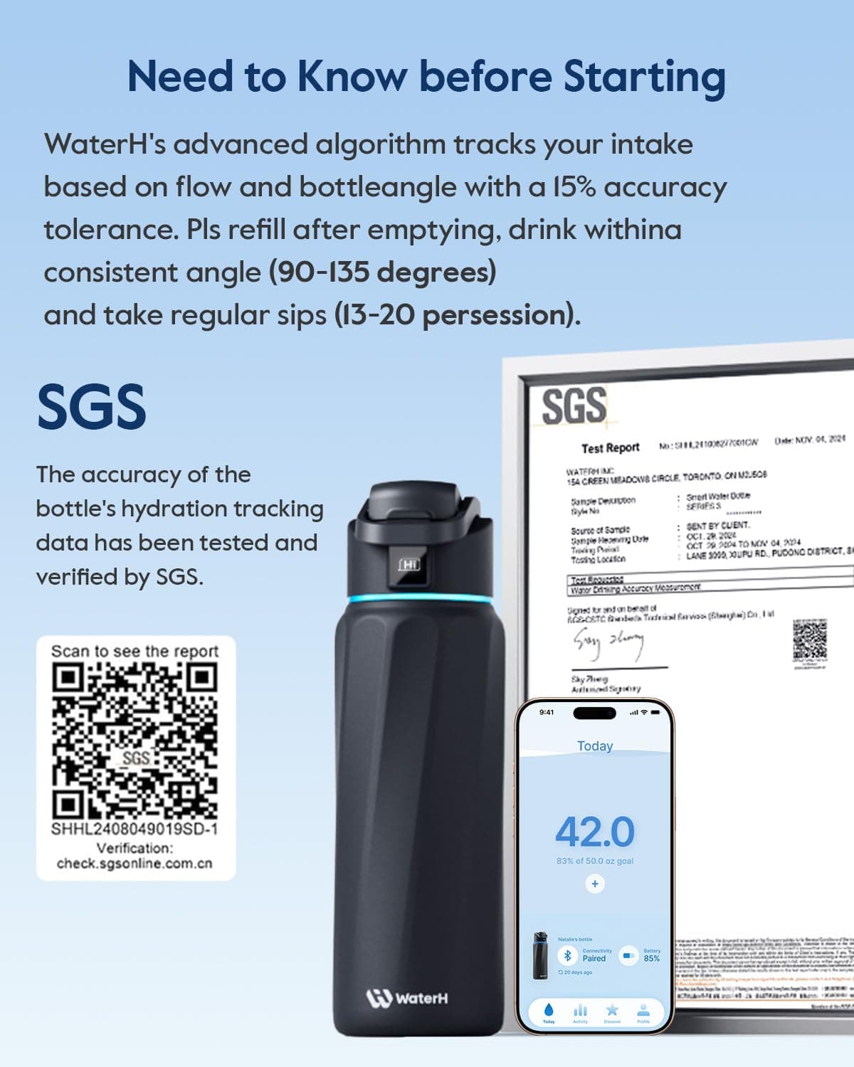 WATERH Boost Smart-Wasserflasche mit Erinnerung an Wasser – Bild 6