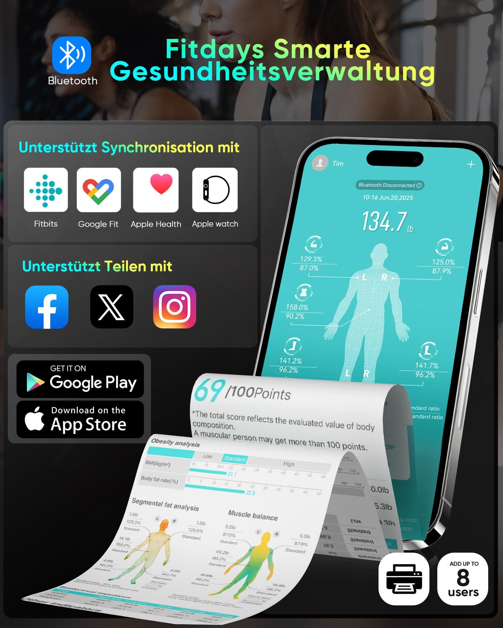 Letron Körperfettwaage Personenwaage Digital 8-Elektroden – Bild 7