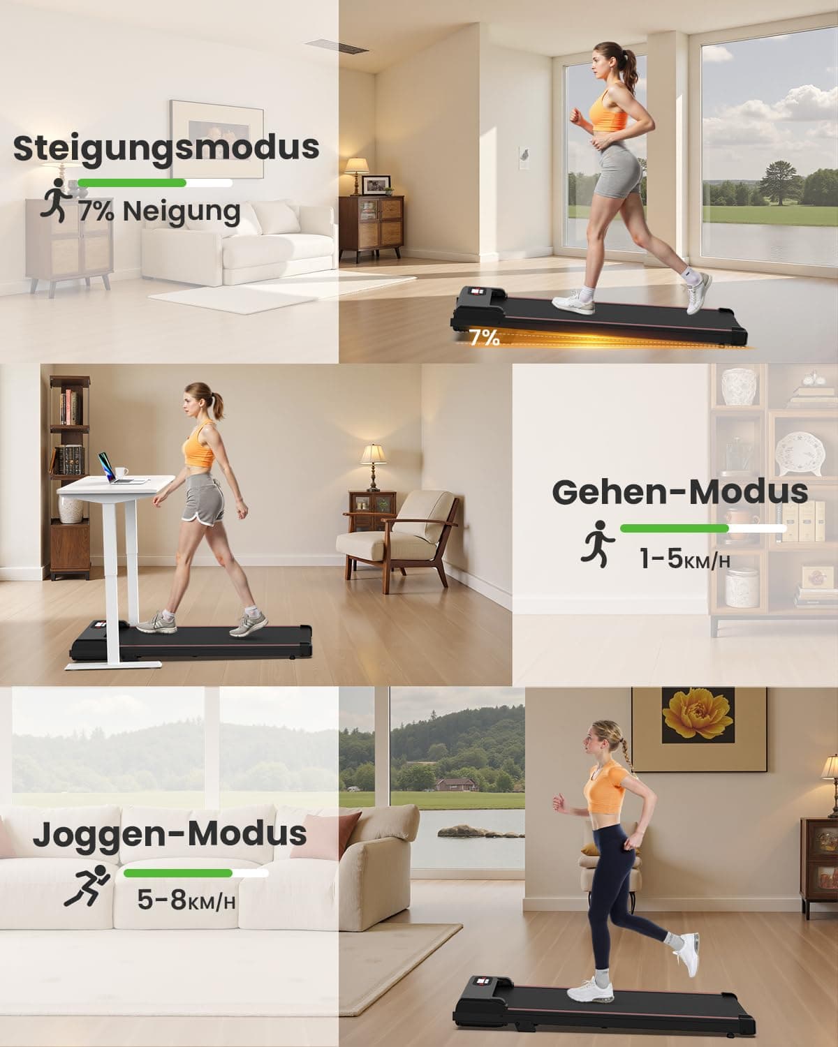 HOMEFITNESSCODE Walking Pad Laufband mit Neigung – Bild 7