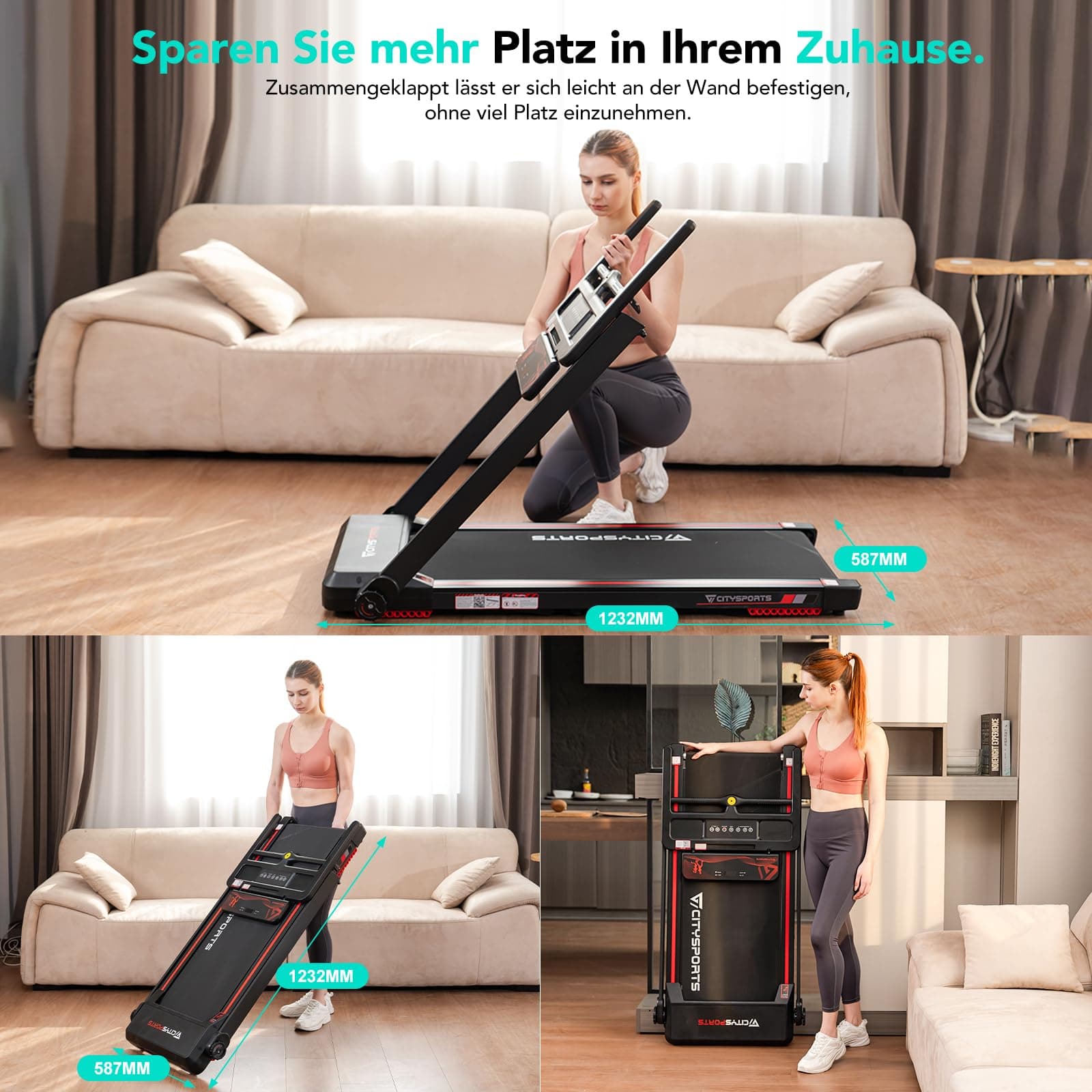CITYSPORTS Elektrisches Laufband,Klappbares Laufband für – Bild 5