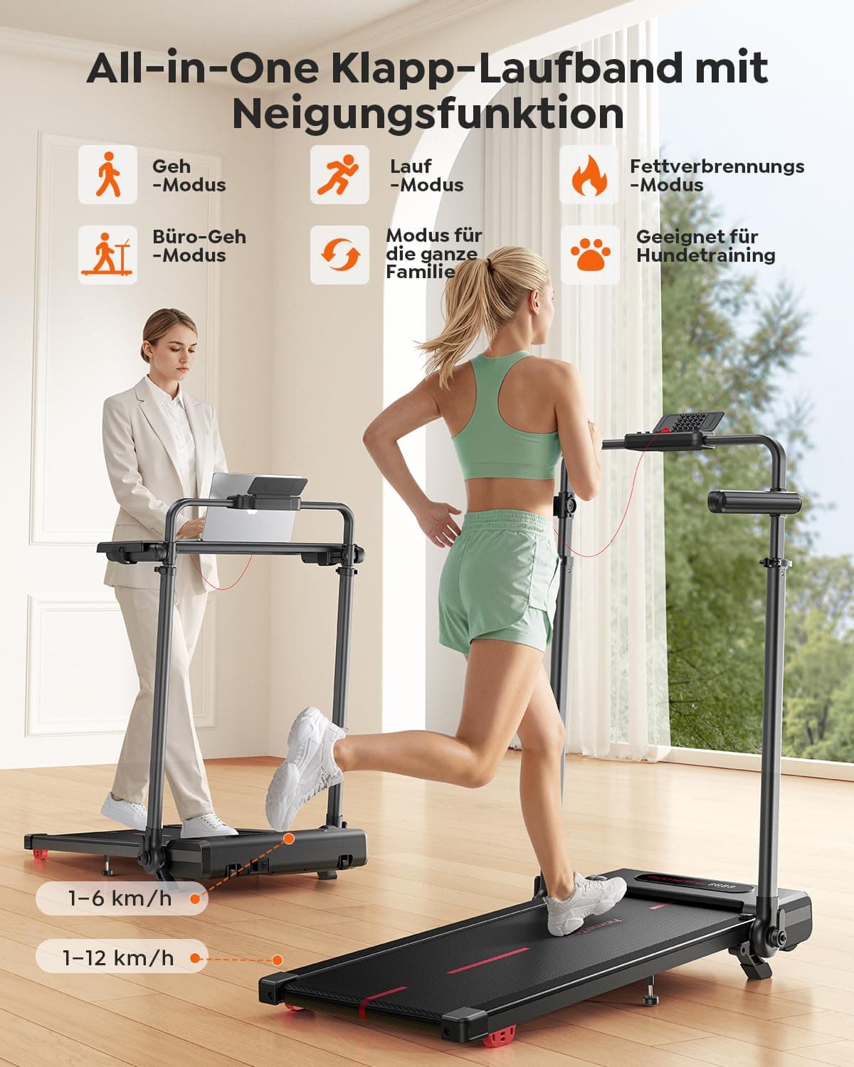 HomeTro Laufband für Zuhause Klappbar mit 7% Steigung – Bild 5