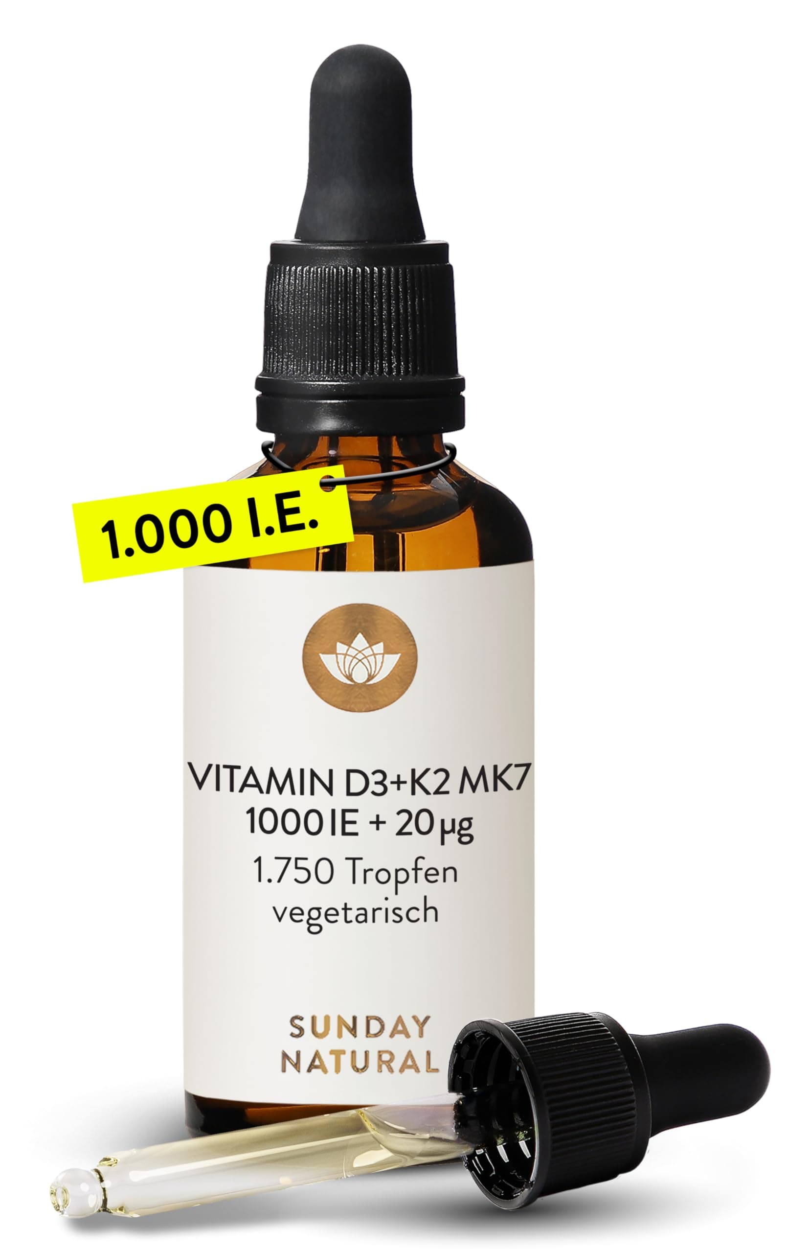 SUNDAY NATURAL® Vitamin D3 K2 Tropfen