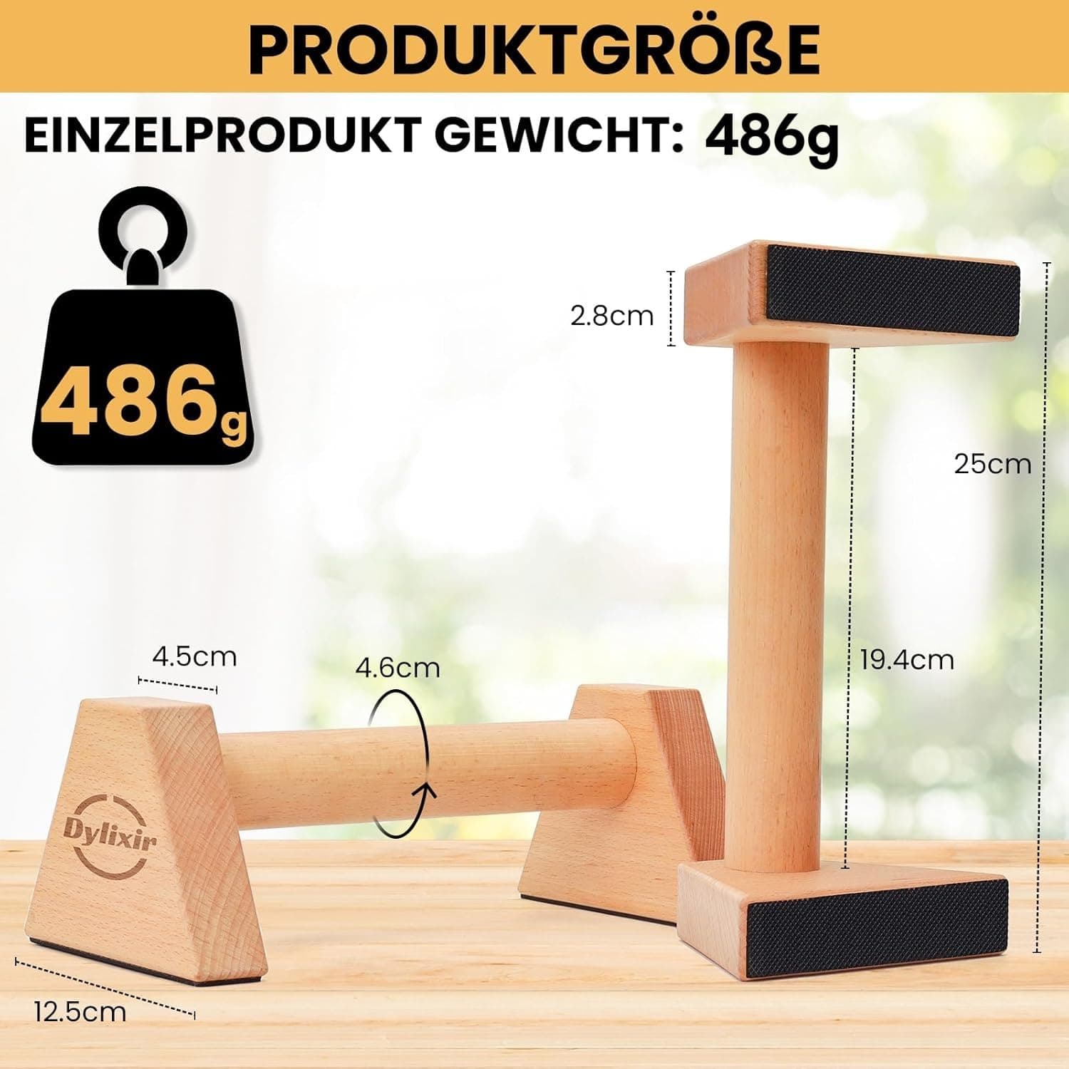 Dylixir Liegestützgriffe 2 Push Up Bars Holz Parallettes – Bild 2