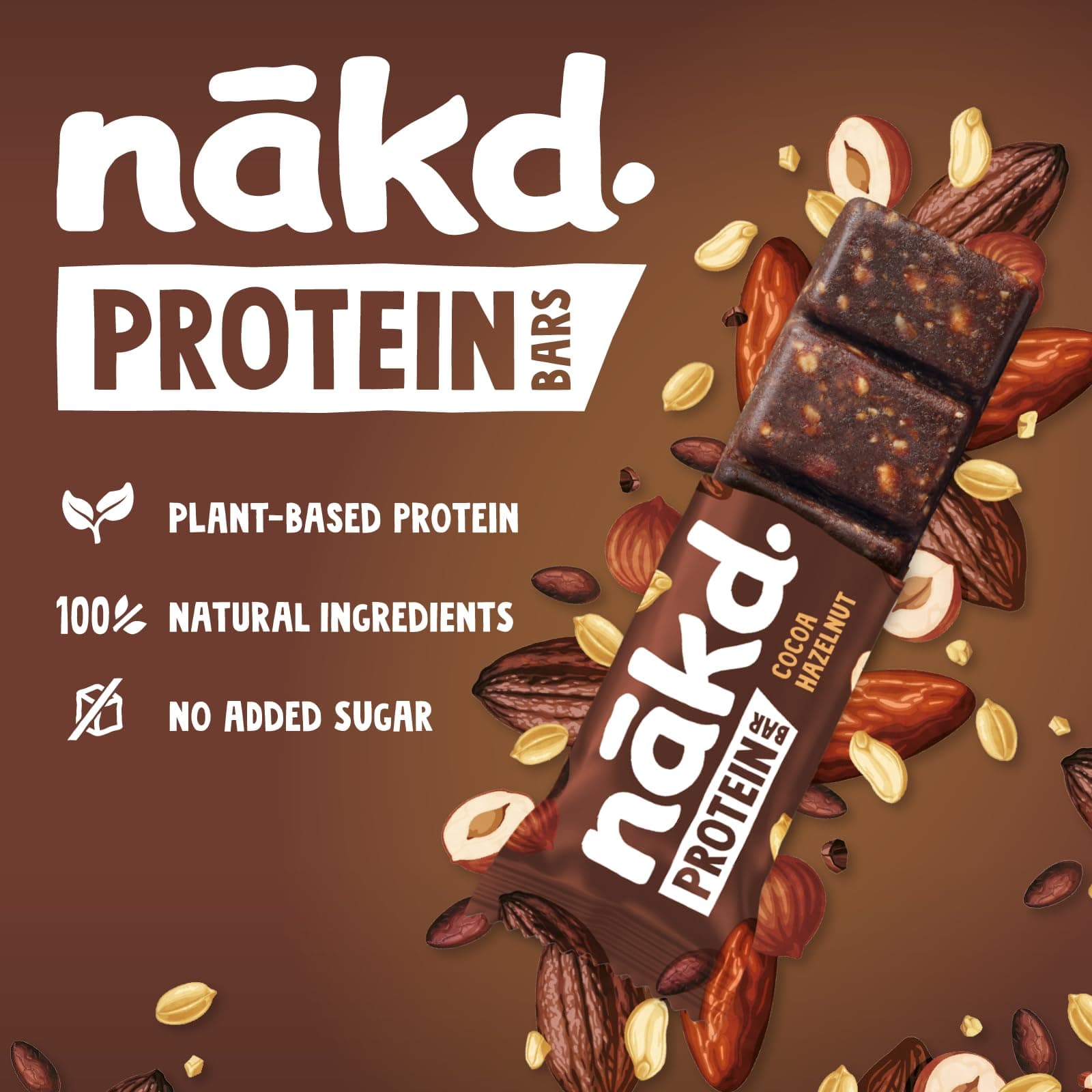 Nakd Cocoa Hazelnut Protein Bar - Vegan - Gluten Free - Healthy Snack, 45g – Bild 2