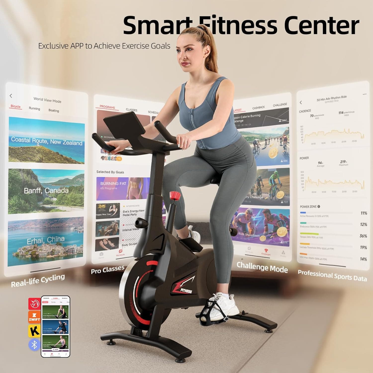 BluEarth Self-Powered Heimtrainer Fahrrad, leise Magnetischem Widerstand,max. 150KG – Bild 2