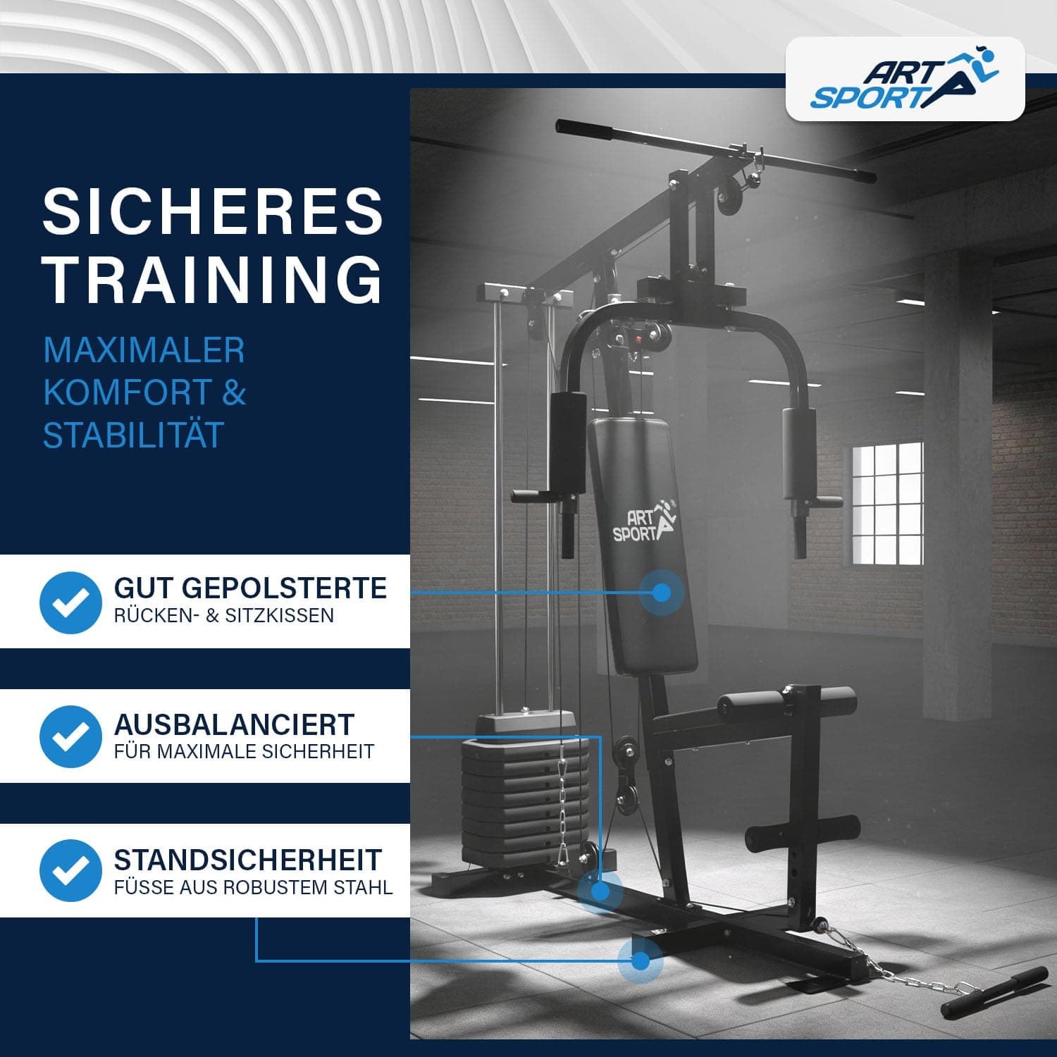 ArtSport Kraftstation ProfiGym 2000 mit Latzug- & – Bild 4