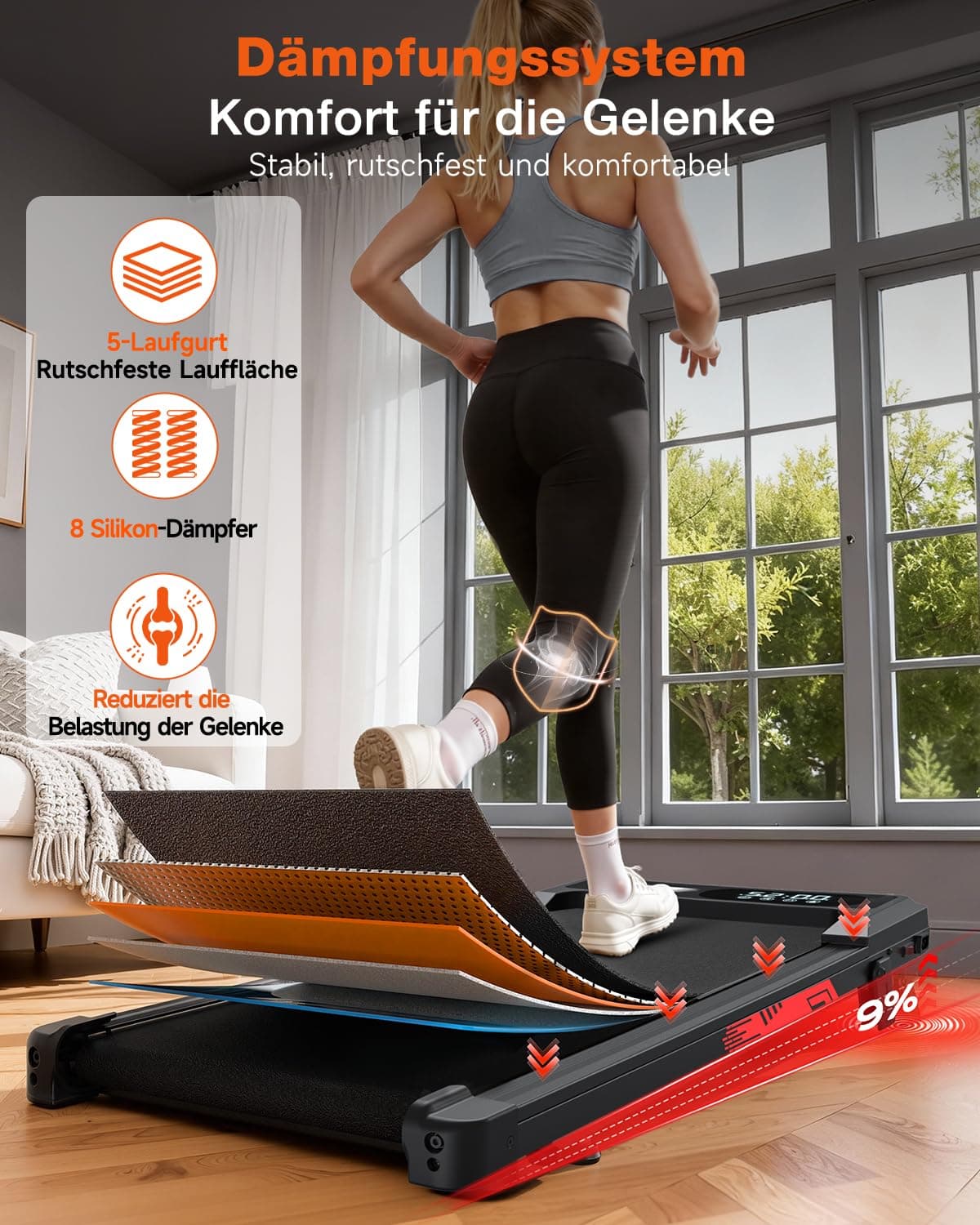 ApexPrime Sports Laufband klappbar elektrisch mit 9 % Steigung – Bild 7