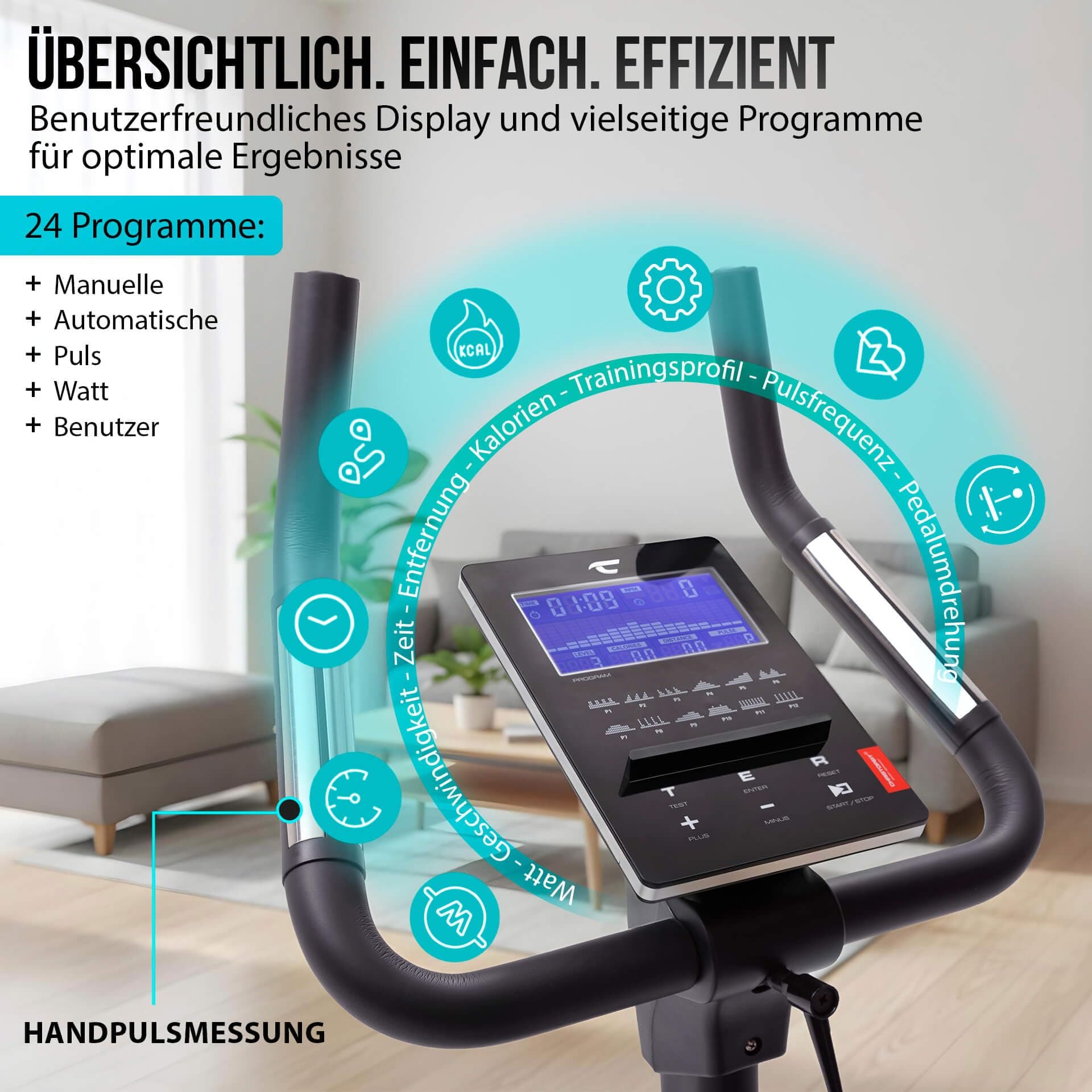 CHRISTOPEIT SPORT GERMANY Heimtrainer Fahrrad Ergometer CHRISTOPEIT ET 6 Indoor mit 24 Widerstandsstufen, bis 150kg – Bild 4