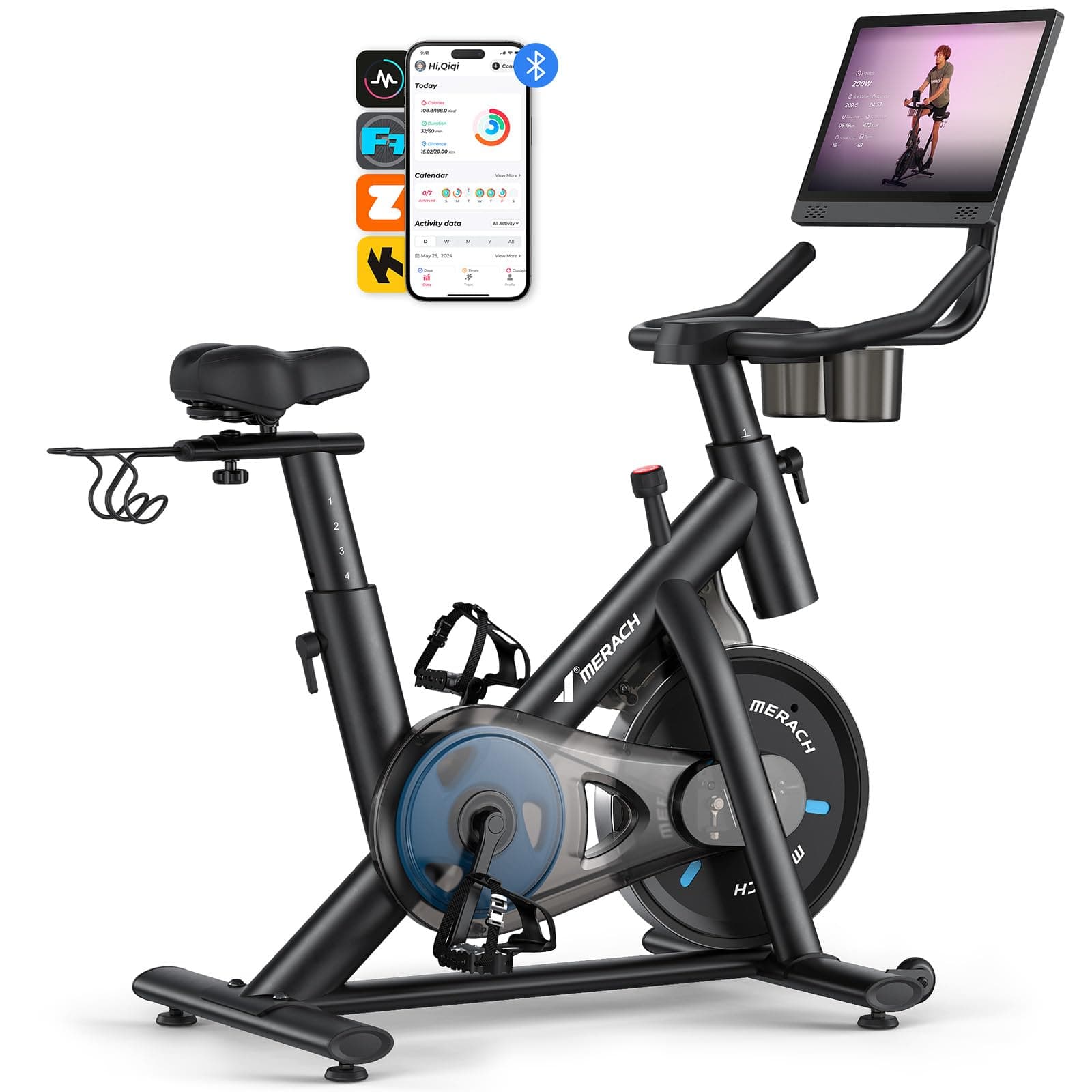 MERACH Heimtrainer Fahrrad mit 15,6"