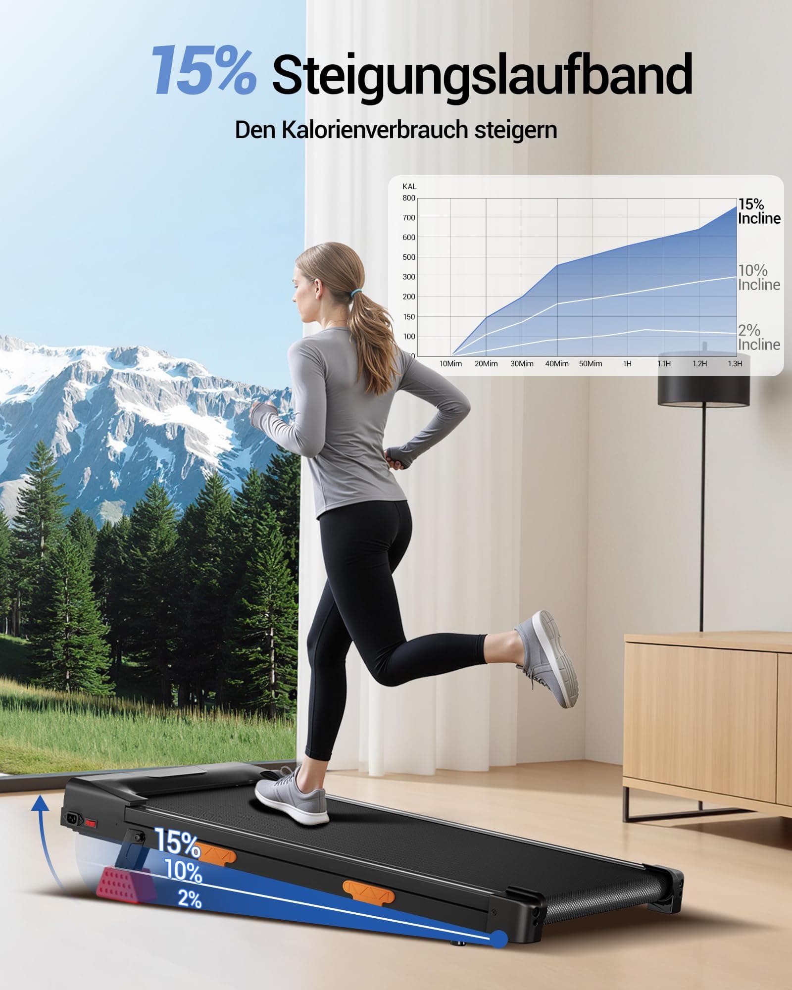 UMAY Walking Pad mit Steigung 15% – Bild 2
