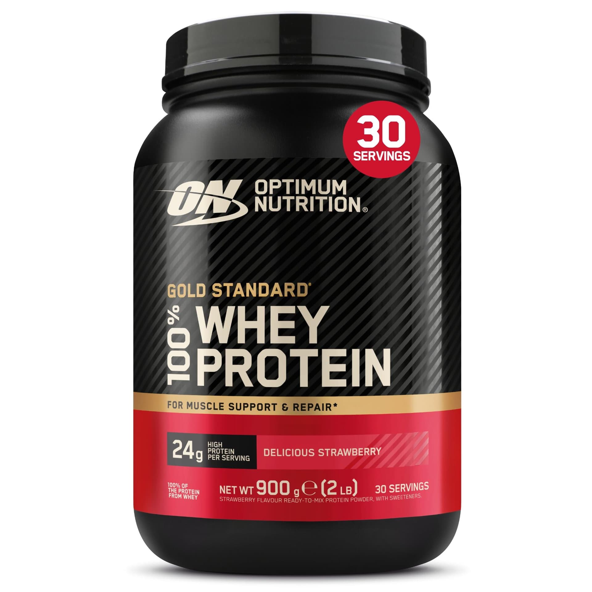 Optimum Nutrition Optimum Nutrition Gold Standard 100% Whey, Proteína en Polvo, Sabor Fresa Deliciosa, 900g