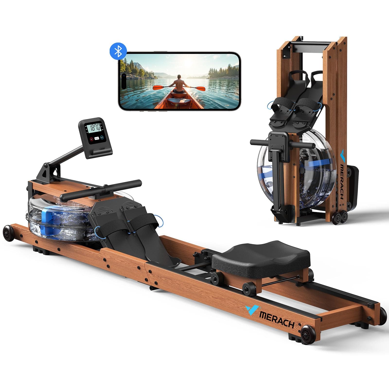 MERACH MERACH Foldable Wood Rowing Machine for Home Gym