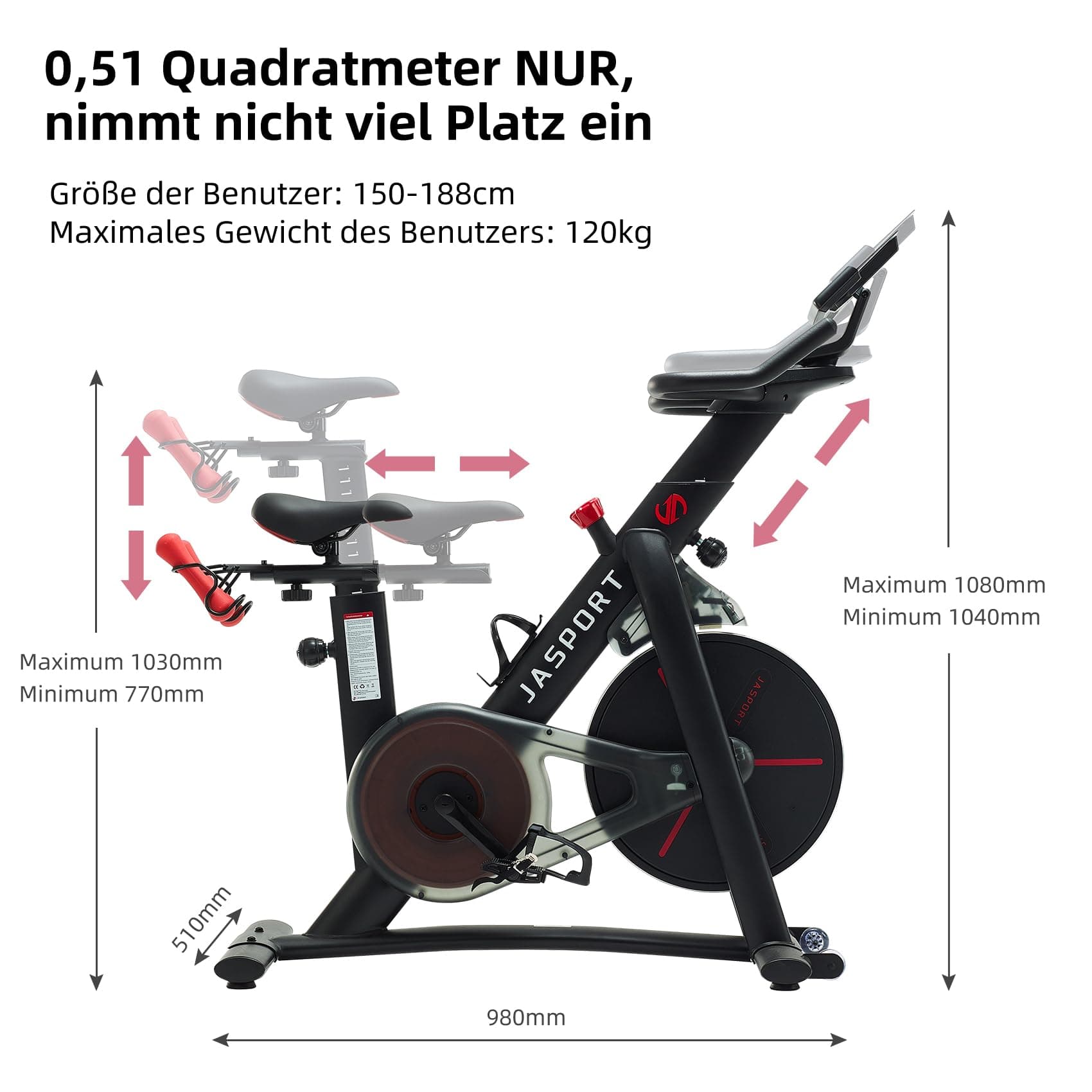JASPORT S3 Heimtrainer Ergometer für Zuhause – Bild 5