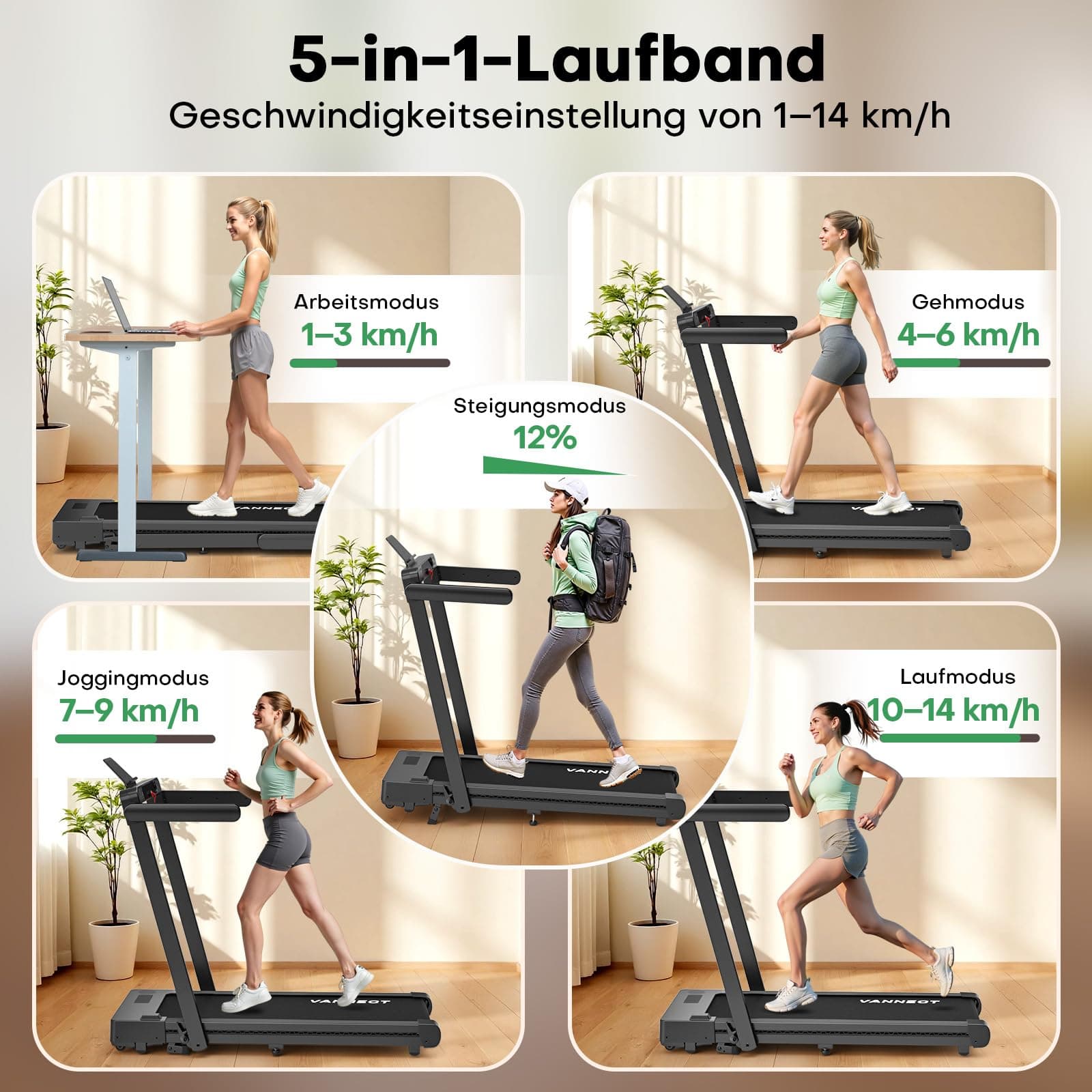 vannect 5 IN 1 Laufband für Zuhause und App – Bild 2