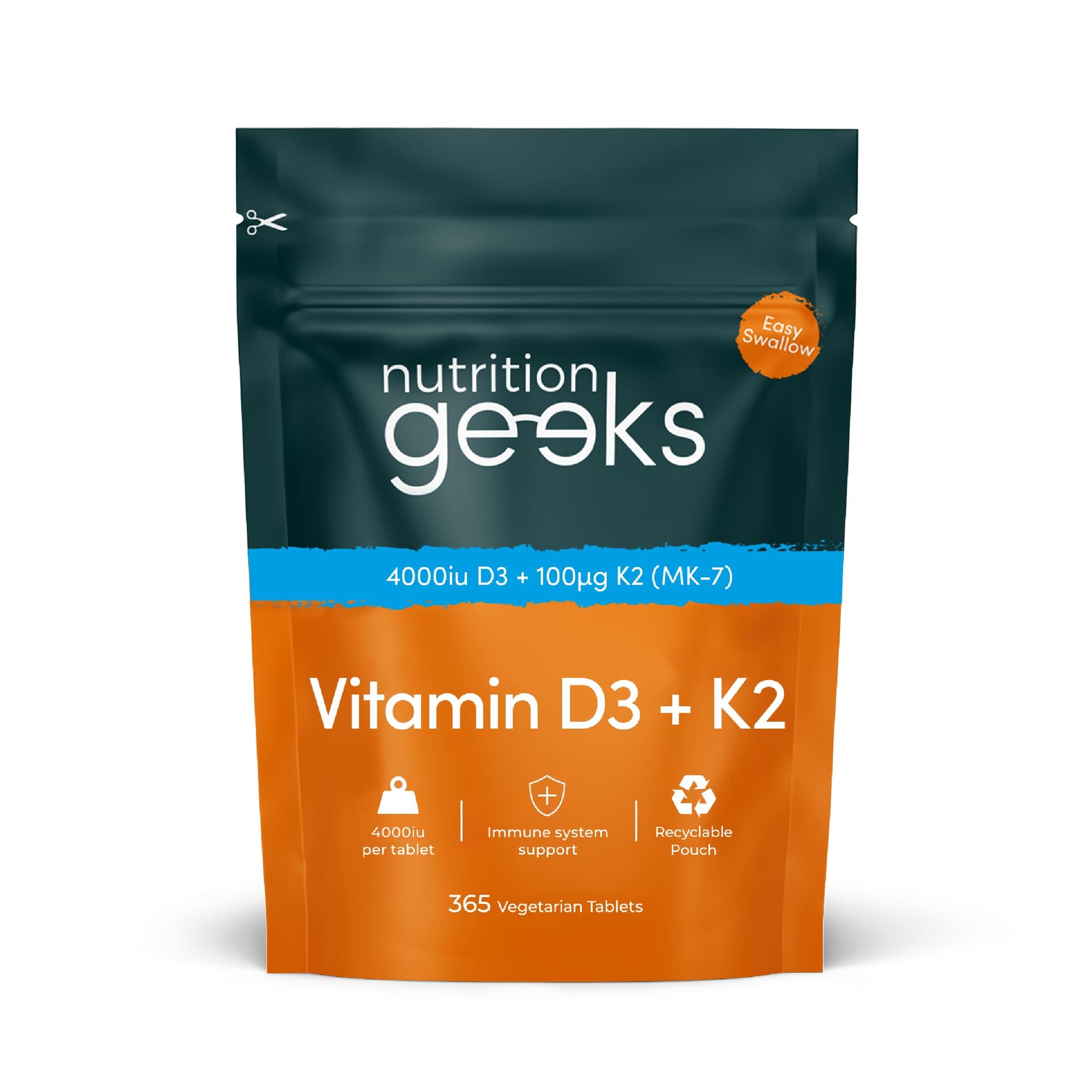 Nutrition Geeks Vitamin D3 4000 iu & Vitamin K2 MK7 100μg