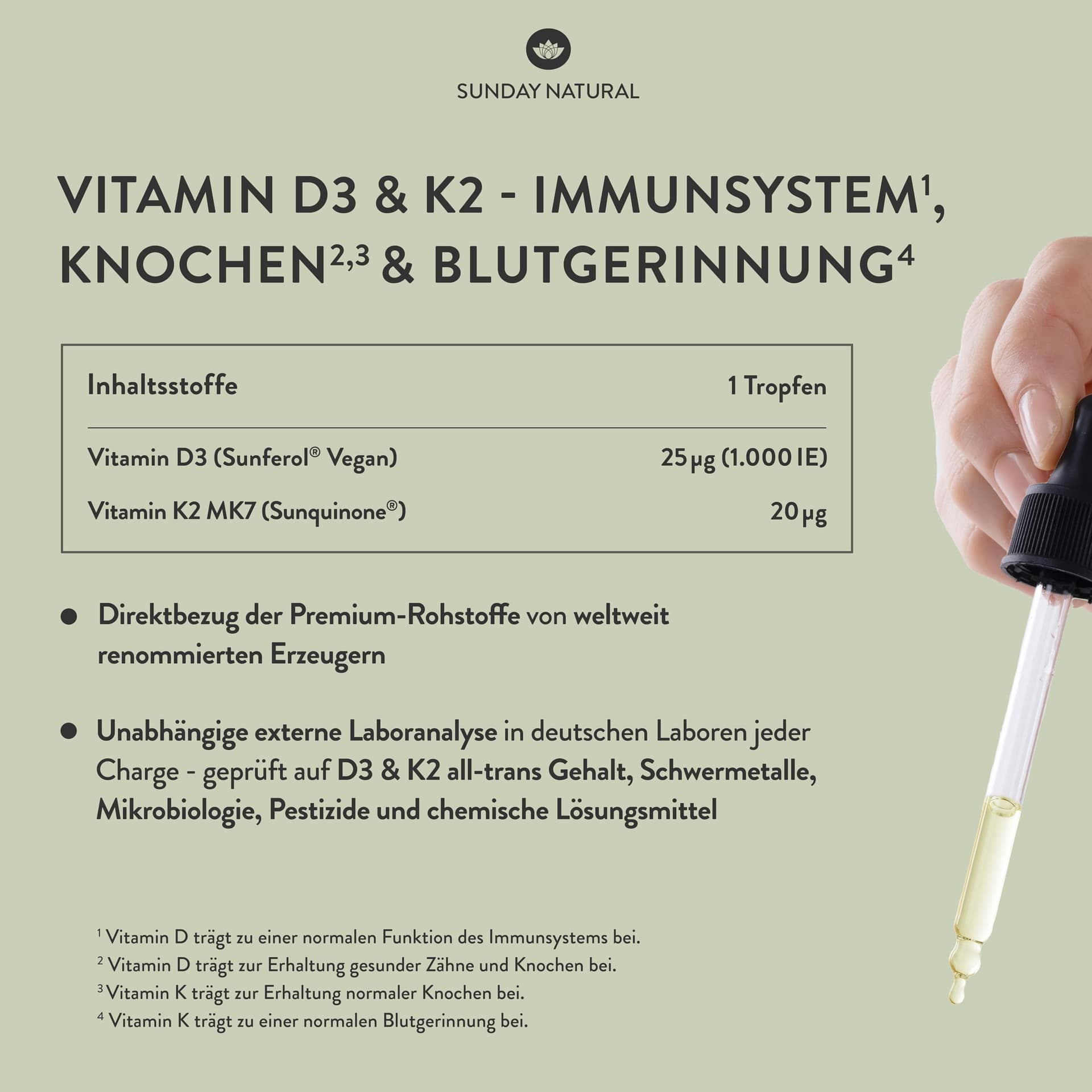 SUNDAY NATURAL® Vitamin D3 K2 Tropfen – Bild 3
