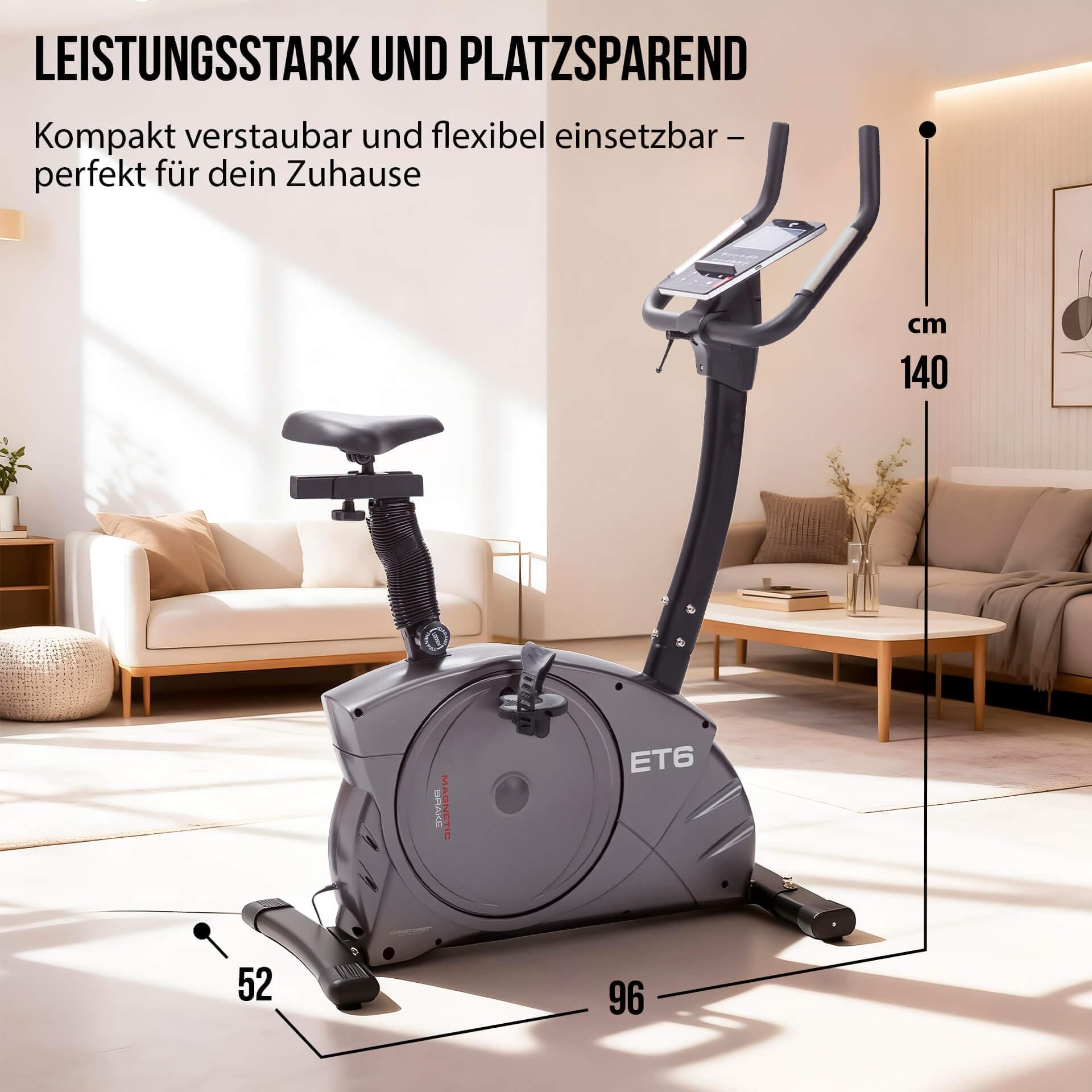 CHRISTOPEIT SPORT GERMANY Heimtrainer Fahrrad Ergometer CHRISTOPEIT ET 6 Indoor mit 24 Widerstandsstufen, bis 150kg – Bild 7