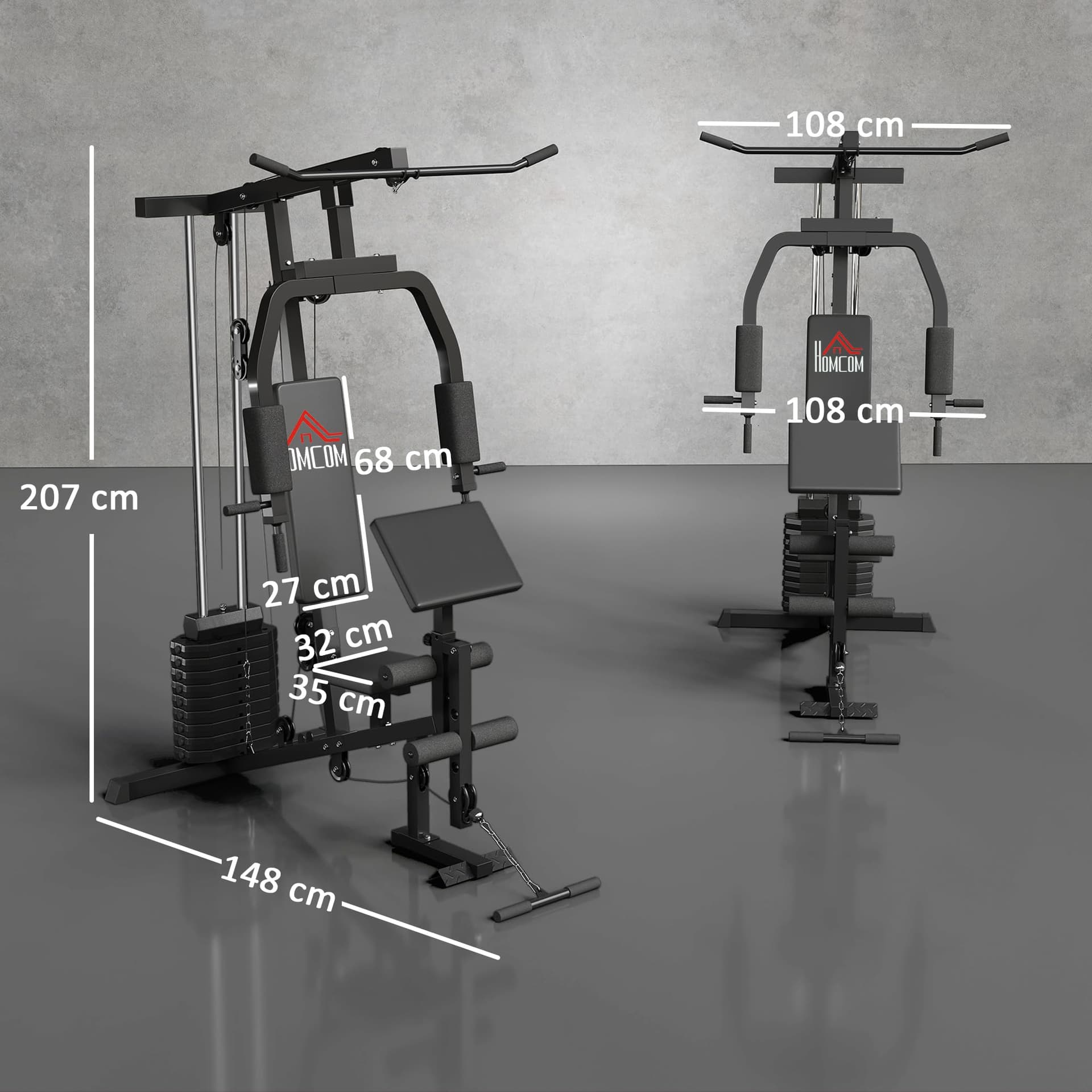 HOMCOM Kraftstation für Zuhause Fitnessstation mit – Bild 7