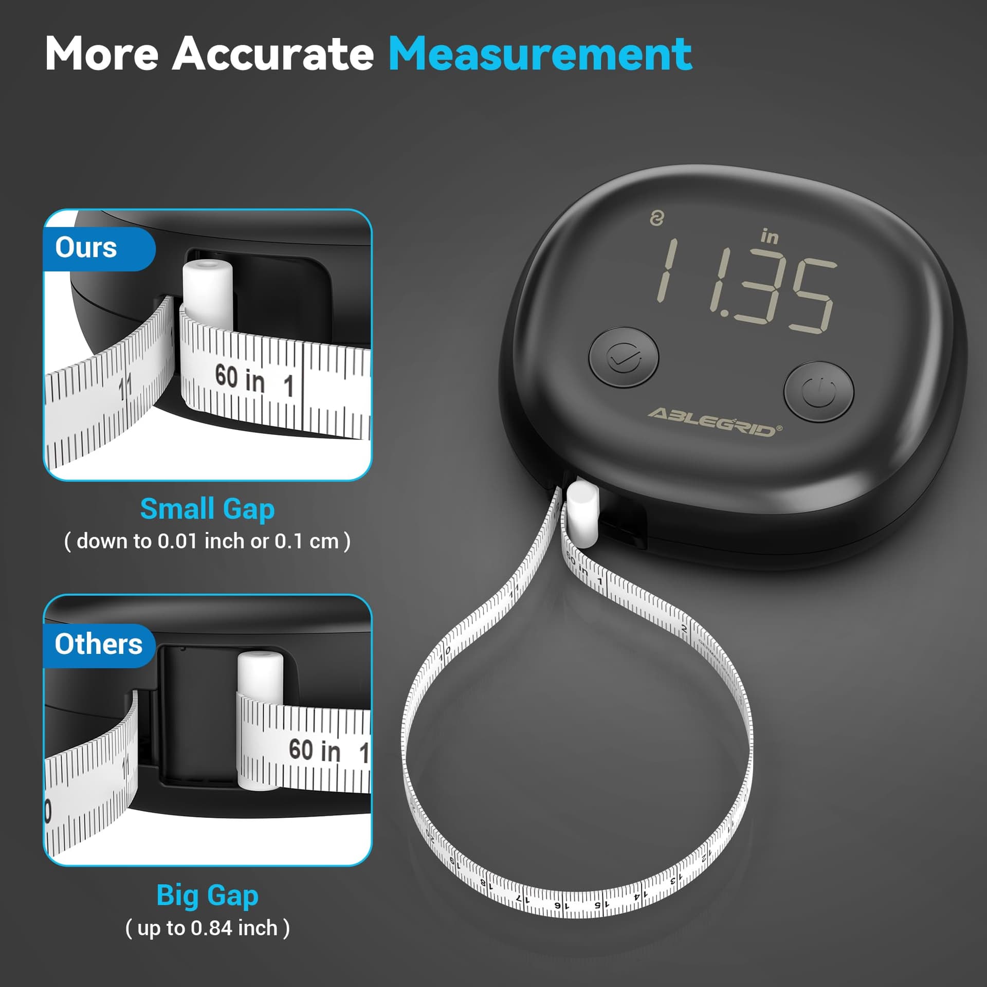 ABLEGRID Smart Body Tape Measure Rechargeable,Digital Body – Bild 5