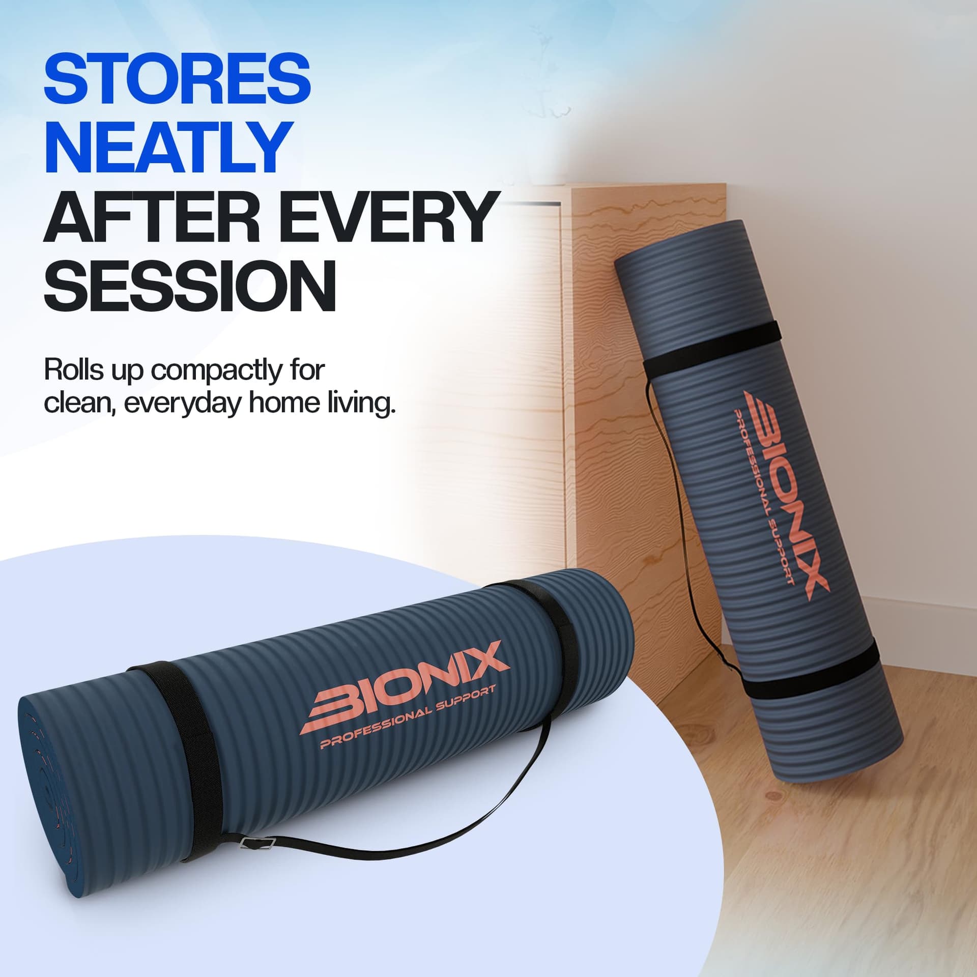 Bionix Professional Support Bionix Exercise Yoga Mat with Carry Handle Strap – Bild 8