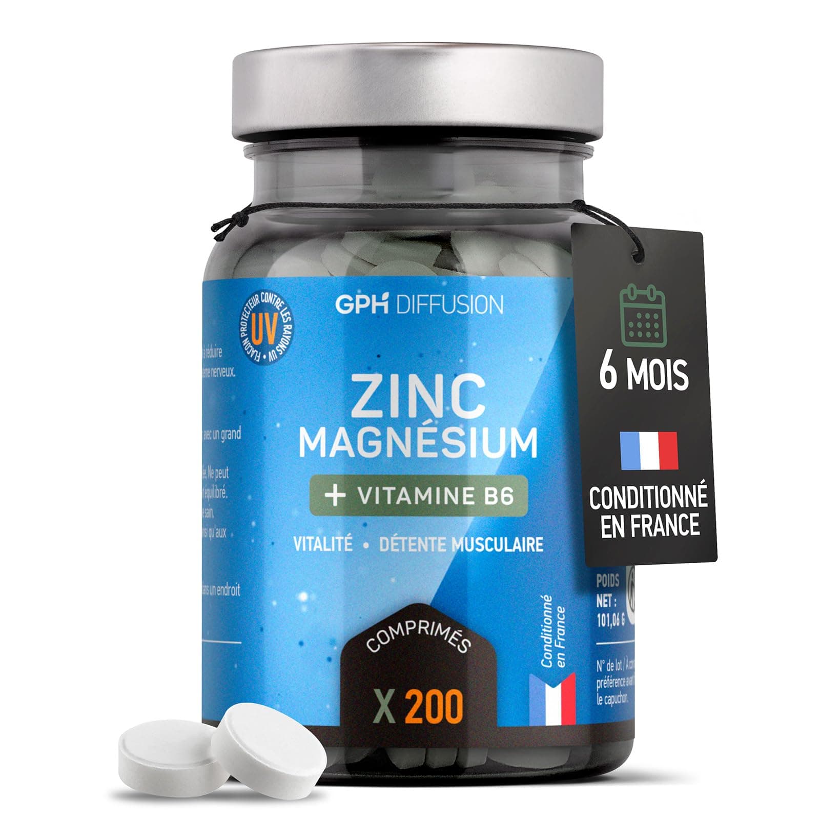 GPH DIFFUSION Magnésium marin + Zinc + B6-200 Comprimés