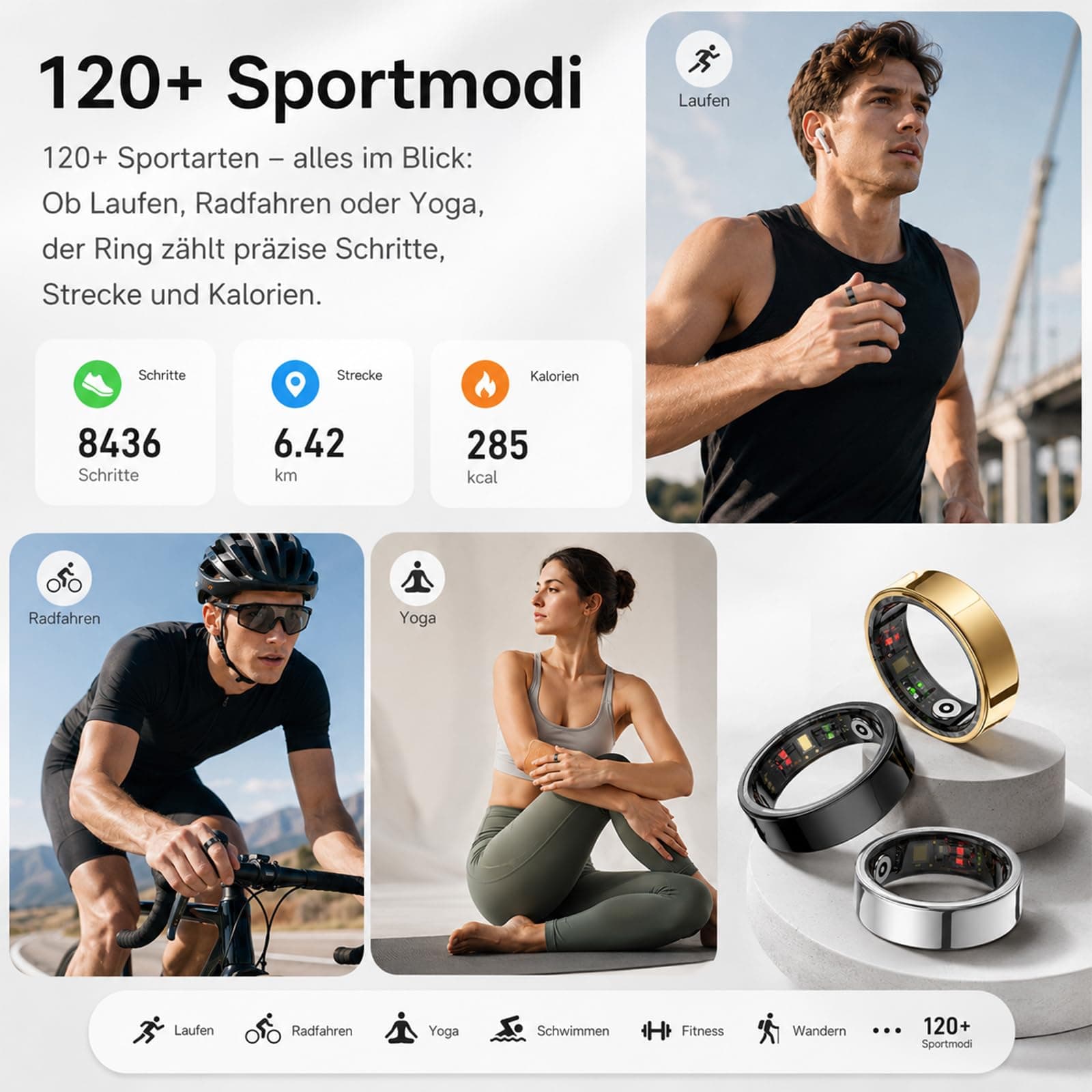 findtime Smart Ring Fitness Ring Tracker Smartringe für Herren Damen – Bild 4