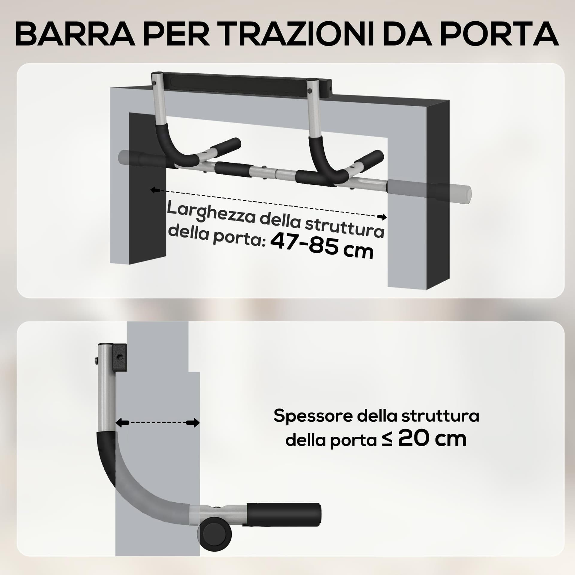 HOMCOM Barra per Trazioni a Pressione per Porta – Bild 8