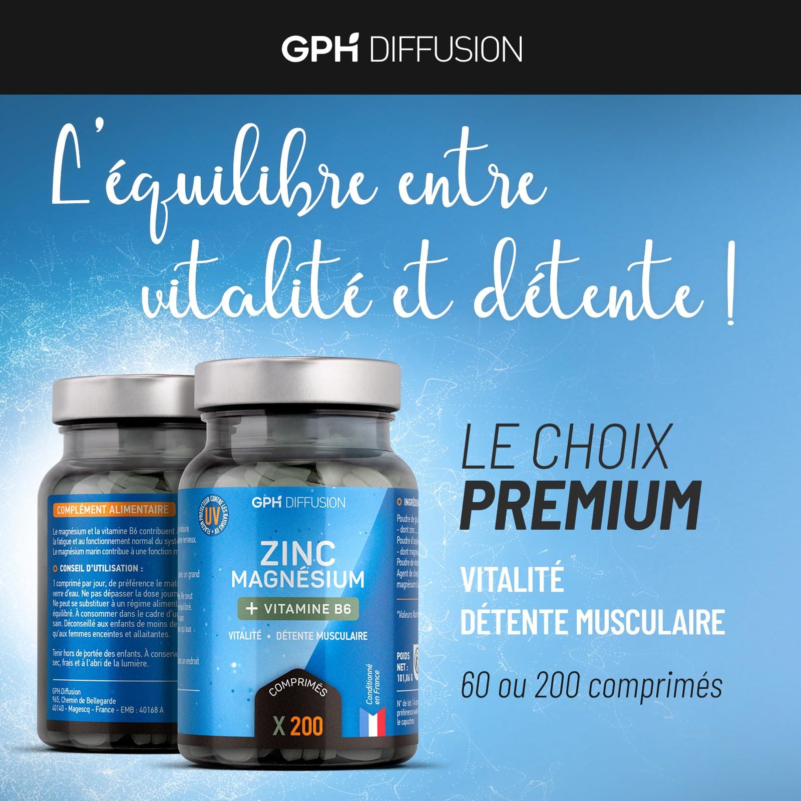 GPH DIFFUSION Magnésium marin + Zinc + B6-200 Comprimés – Bild 3