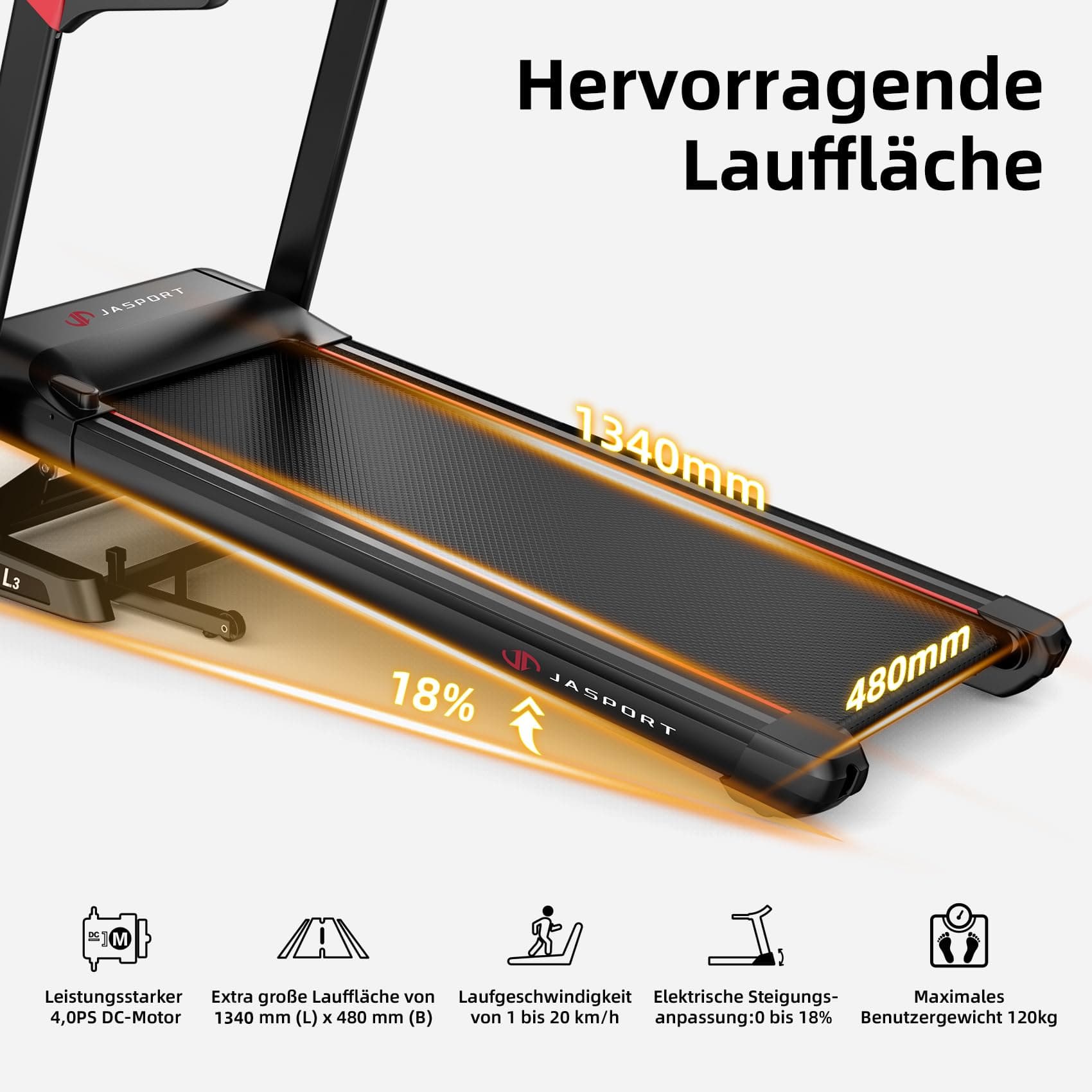 JASPORT Treadmill L3 Laufband für Zuhause klappbar – Bild 3