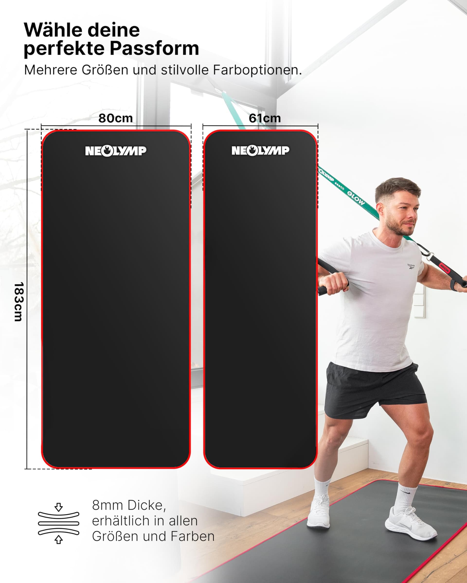 NEOLYMP extra dicke Fitnessmatte rutschfest inkl. Tragegurt – Bild 6
