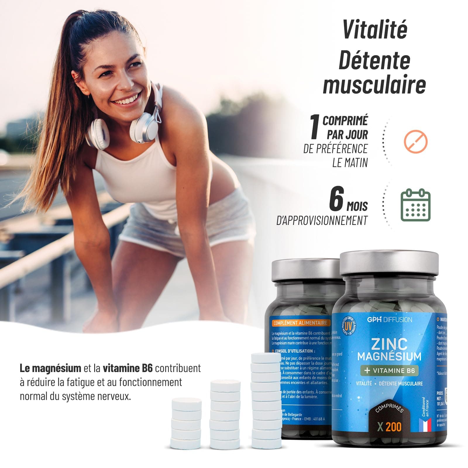 GPH DIFFUSION Magnésium marin + Zinc + B6-200 Comprimés – Bild 5