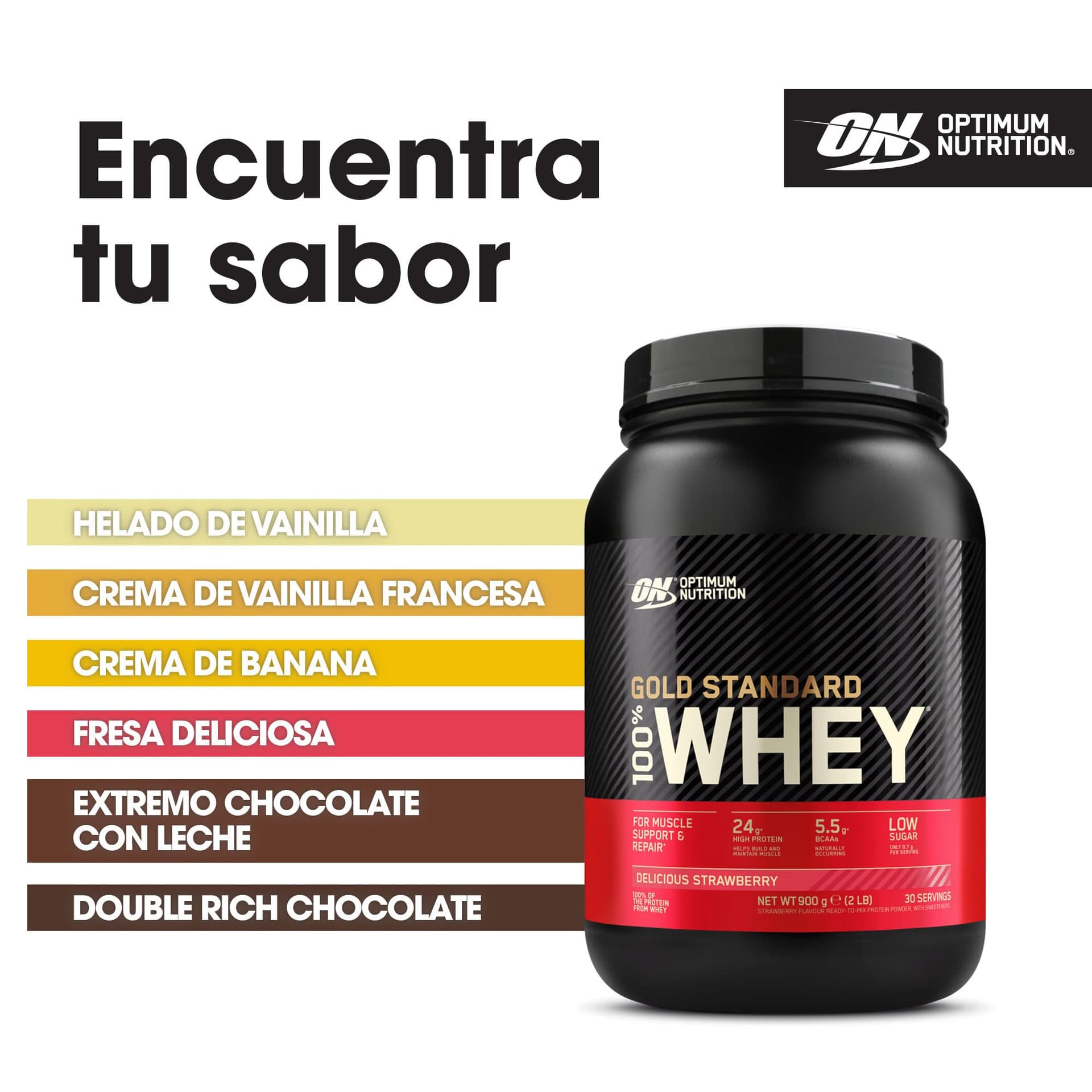 Optimum Nutrition Gold Standard 100% Whey, Proteína en Polvo, Sabor Fresa Deliciosa, 900g – Bild 5