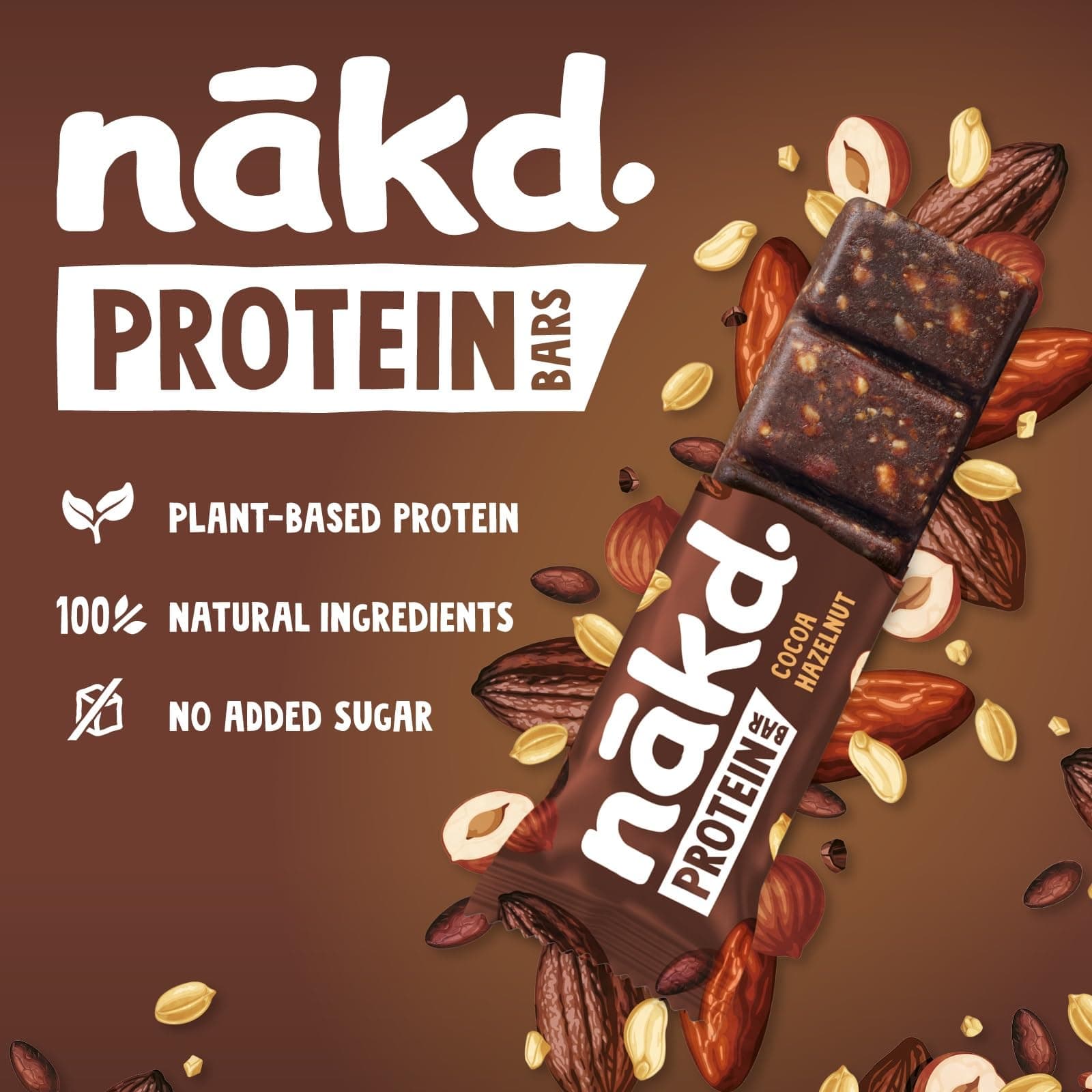 Nakd Cocoa Hazelnut Protein Bar - Vegan - Gluten Free - Healthy Snack, 45g – Bild 2