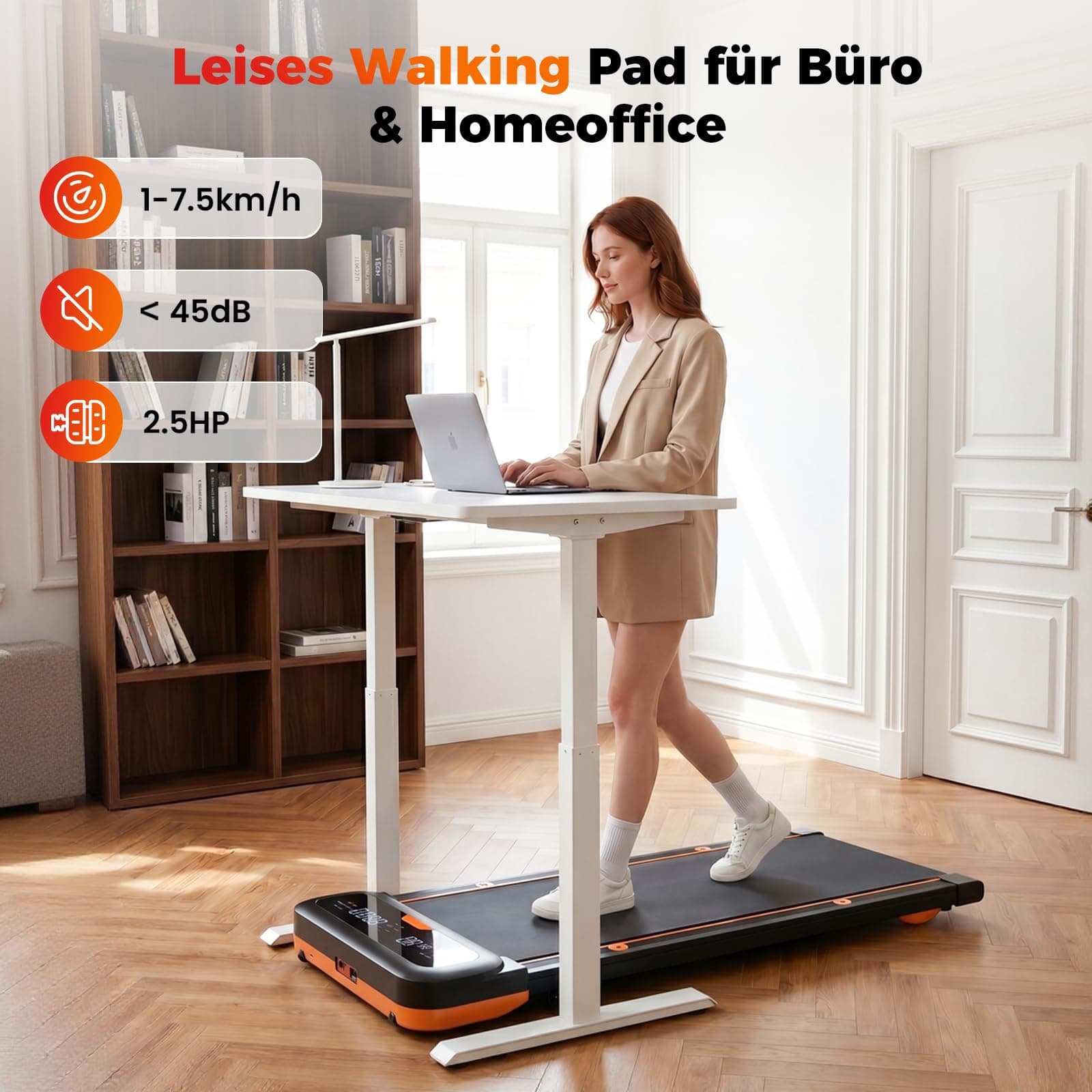 JAGJOG Walking Pad mit 7% Steigung,4 in 1 Laufband für Zuhause mit – Bild 5