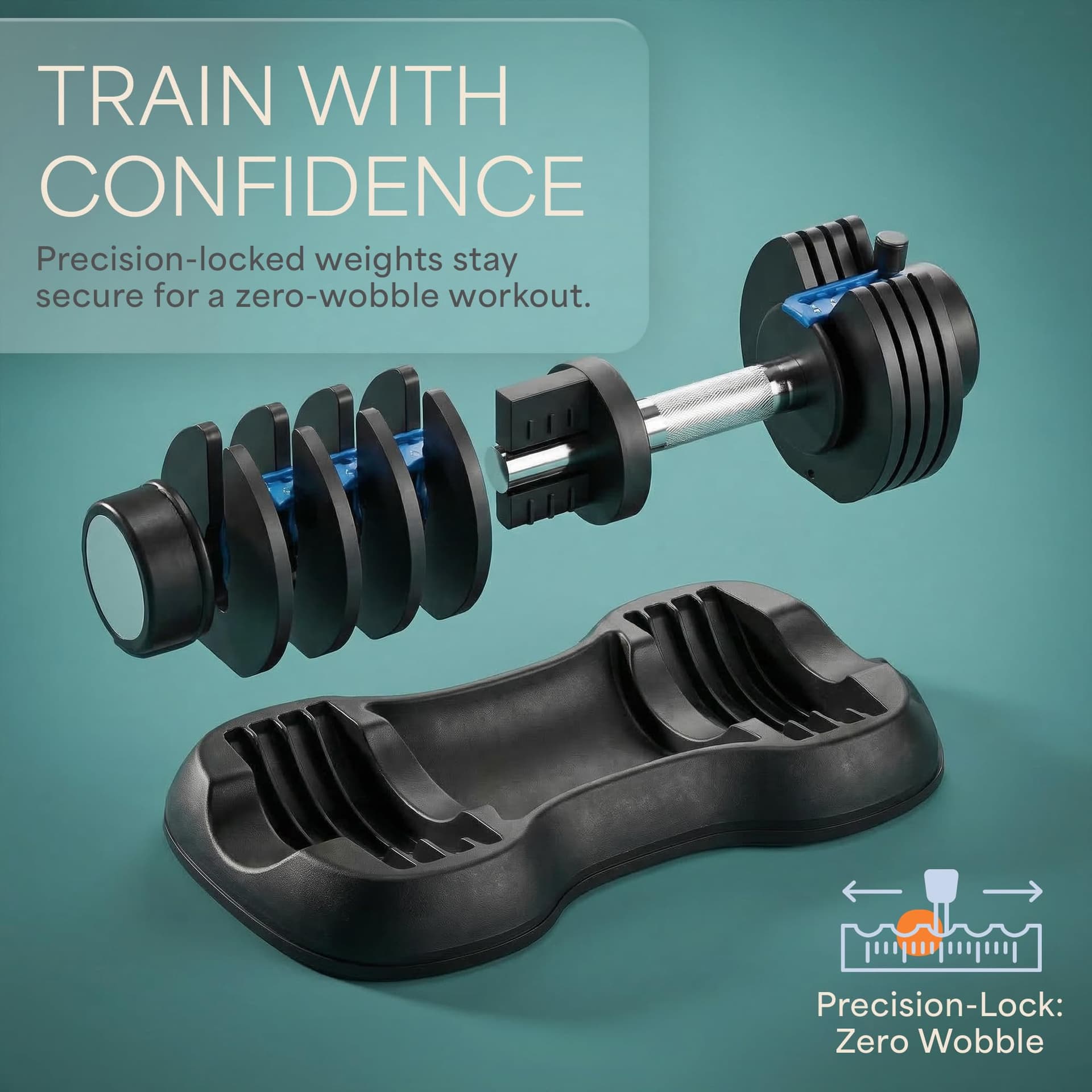 Lifepro Powerflow Plus Adjustable Dumbbell Set of 2 with Rack – 5 to 25 lb – Bild 2
