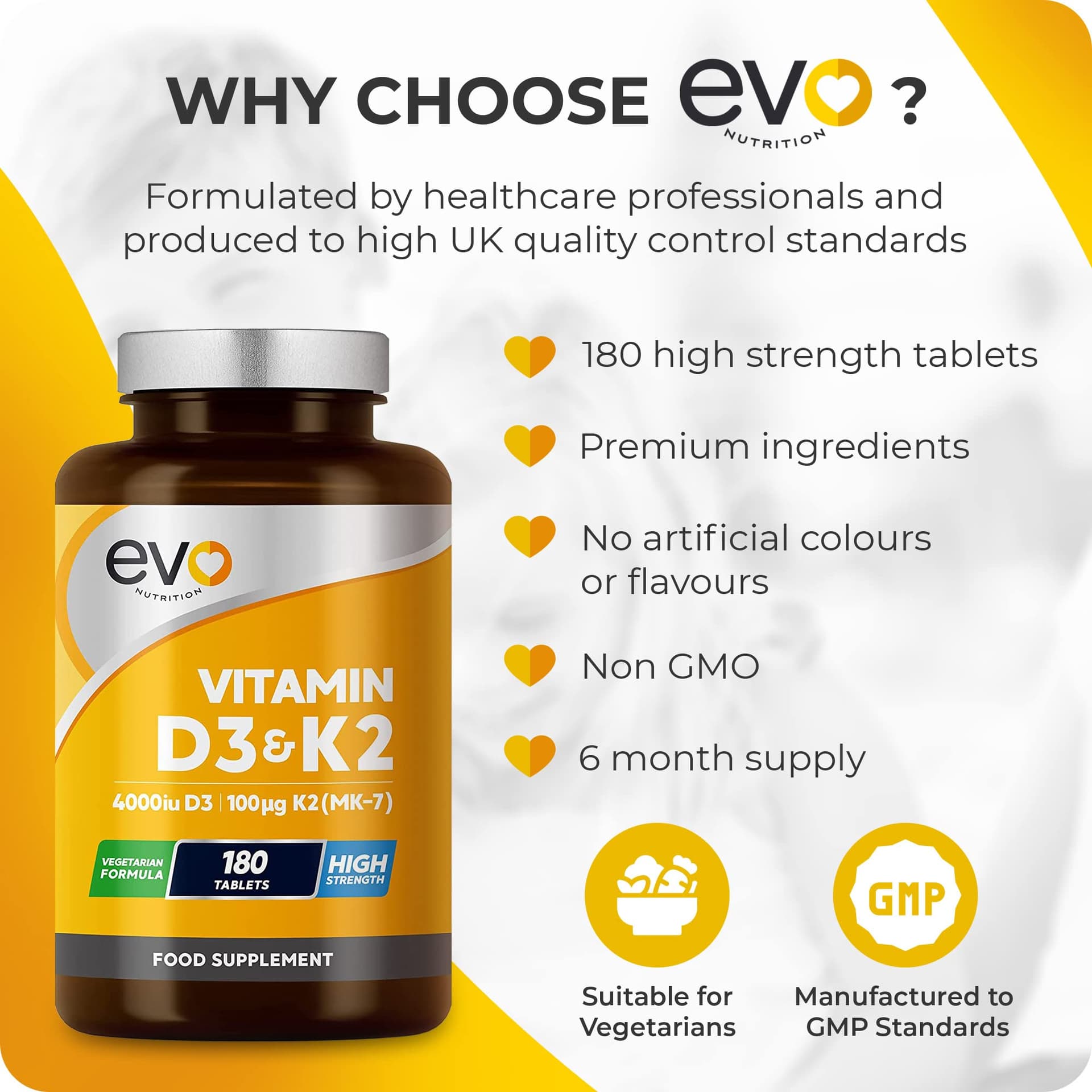 EVO NUTRITION Vitamin D3 4000iu & Vitamin K2 100ug (MK7) |180 D K – Bild 6