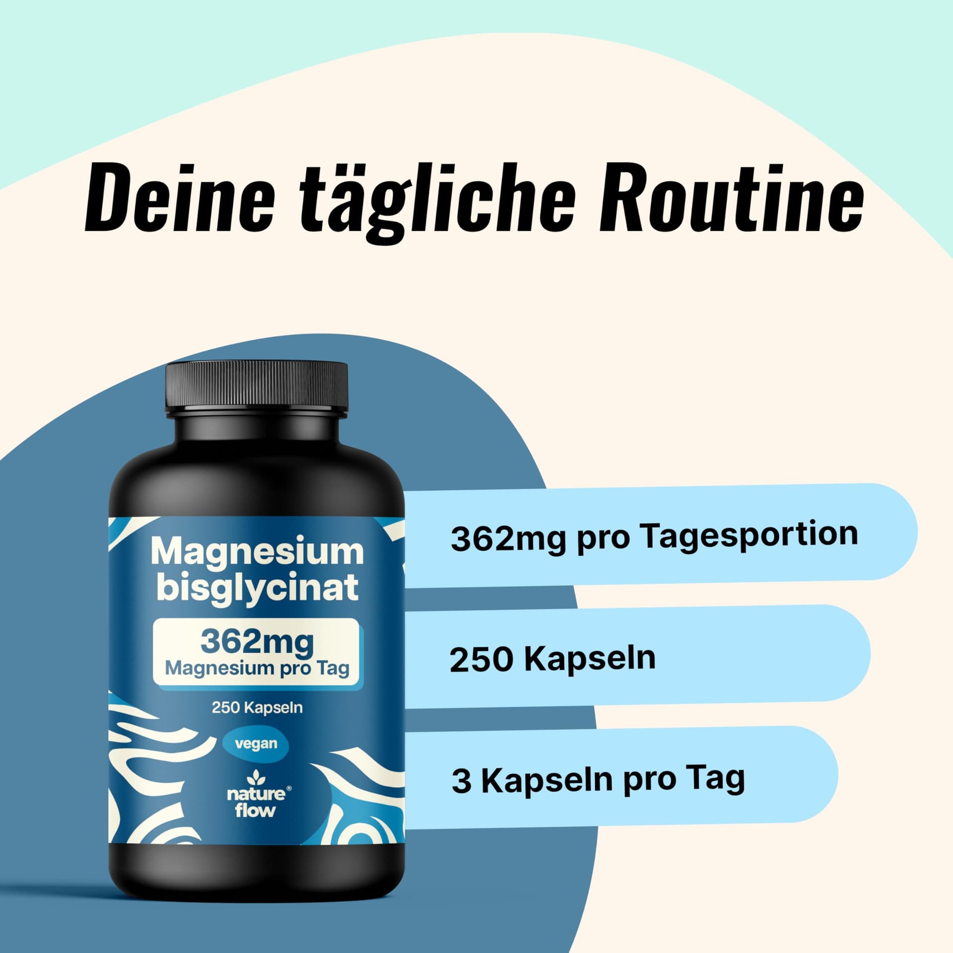 Nature Flow Magnesium Bisglycinat Hochdosiert - 250 Kapseln – Bild 3
