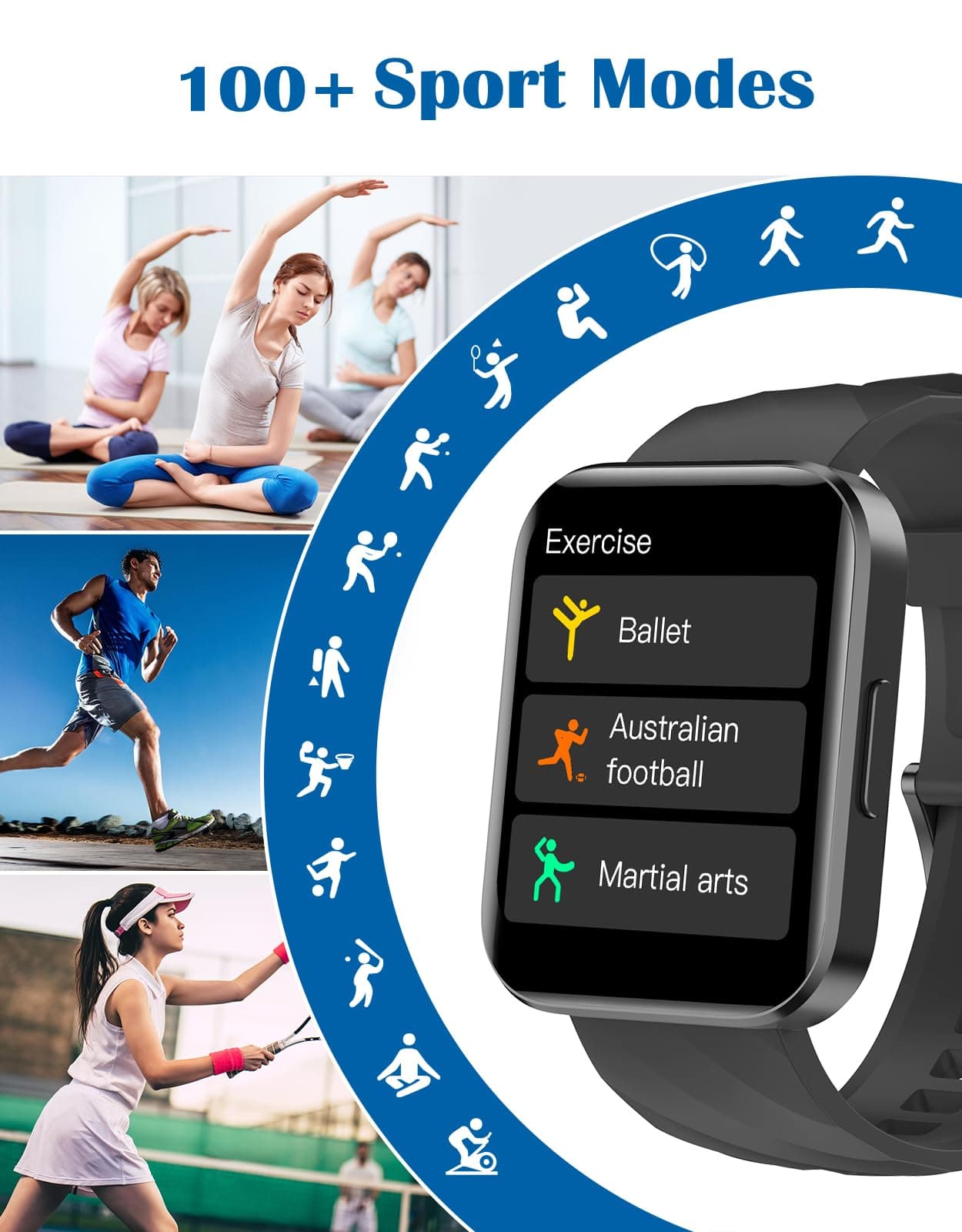 RUIMEN Smartwatch Uomo Donna Orologio Smart Watch Risposta – Bild 2