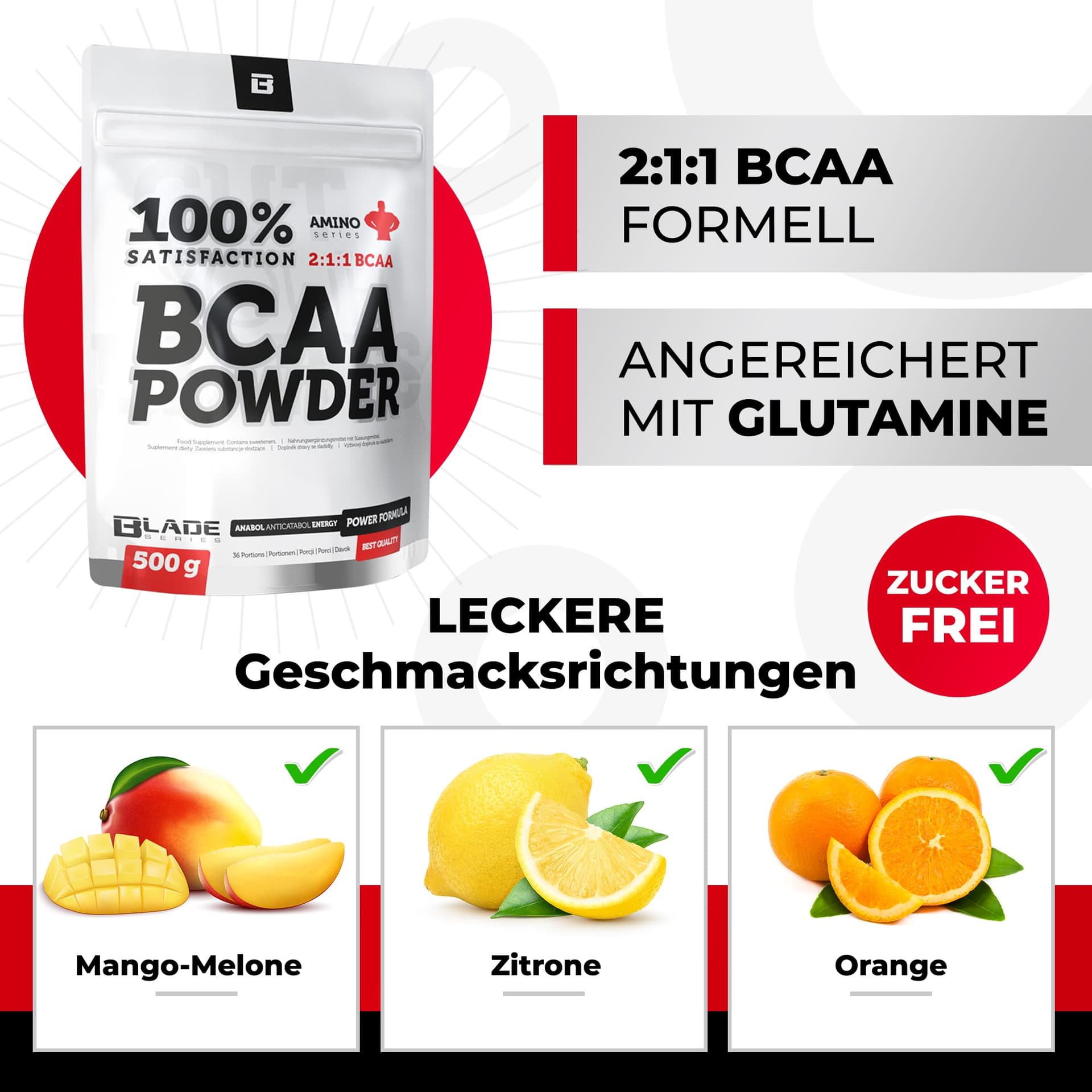BLADE Series BCAA Pulver Mango&Melone – 500 g – Bild 3