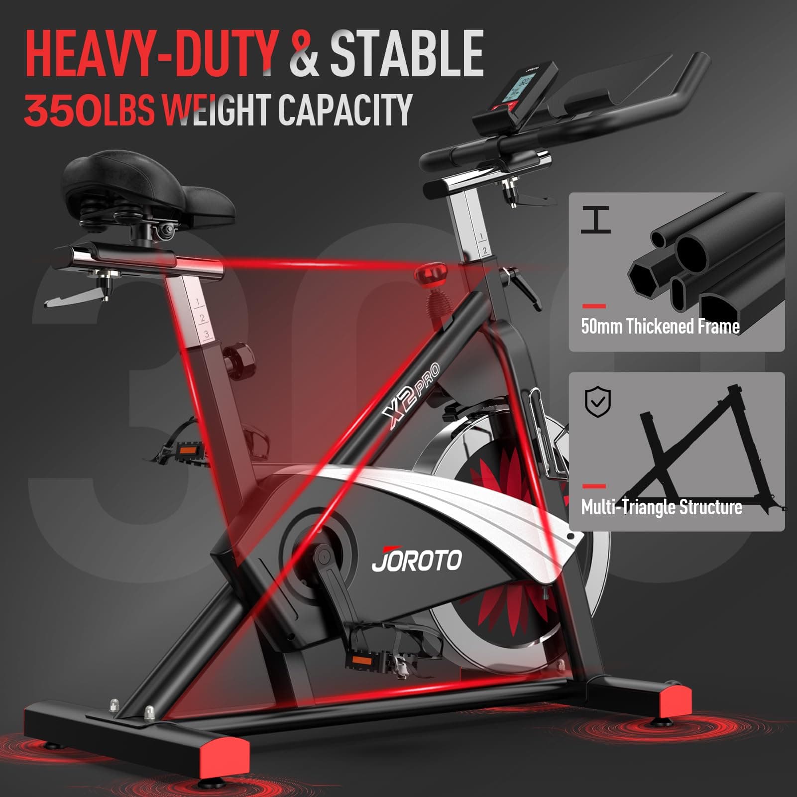 JOROTO Ergometer Heimtrainer X2PRO Bluetooth Hometrainer – Bild 2