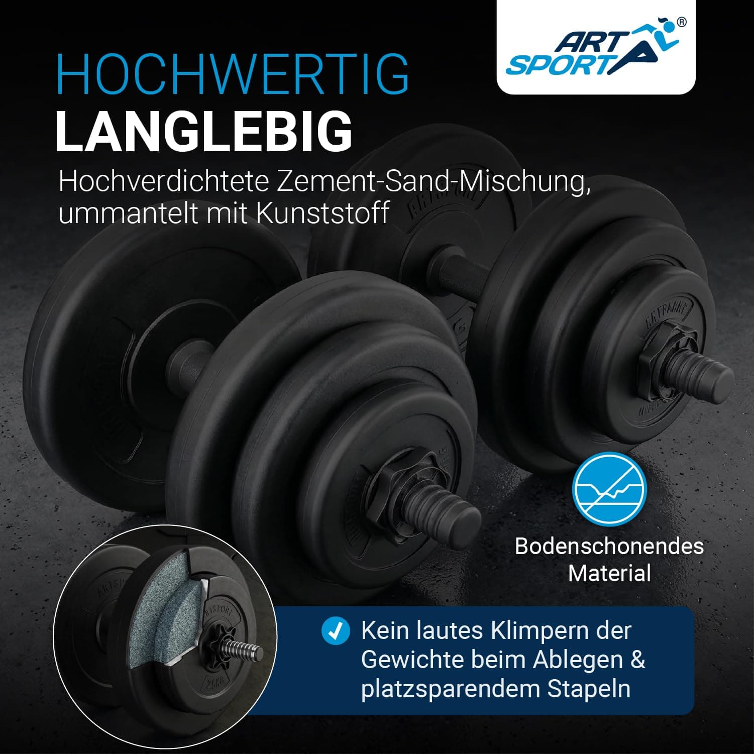 ArtSport ® 2er Hantelset 20kg – Bild 6