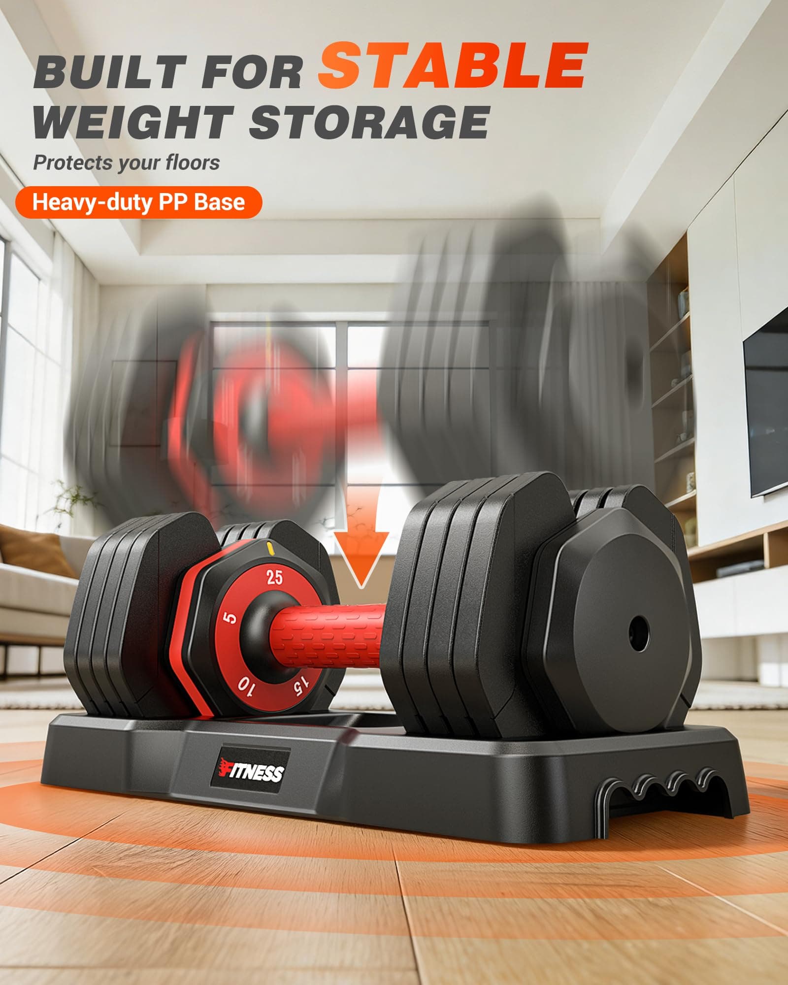 Rendpas Adjustable Dumbbell, 5-in-1/10-in-1, 25–55 lb – Bild 8