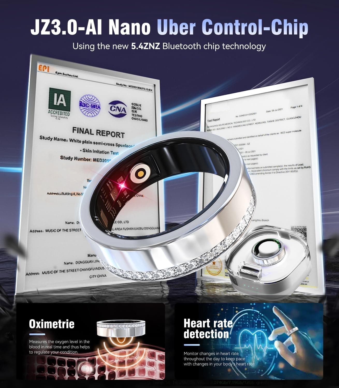 IUHFSIFS Smart Ring von Diamanten Umgeben und Kabelloses – Bild 2