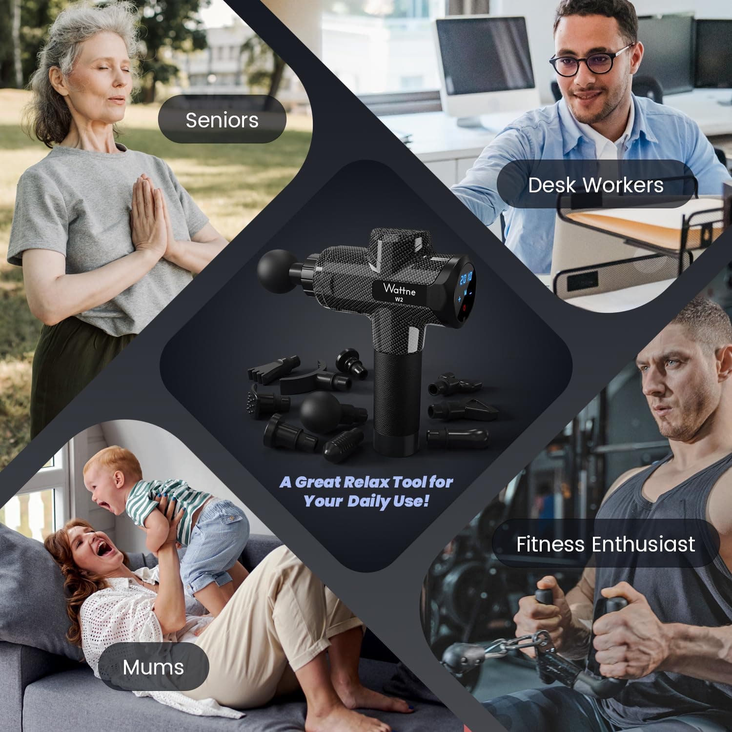 Wattne Muscle Massage Gun Deep Tissue Percussion Massager – Bild 6
